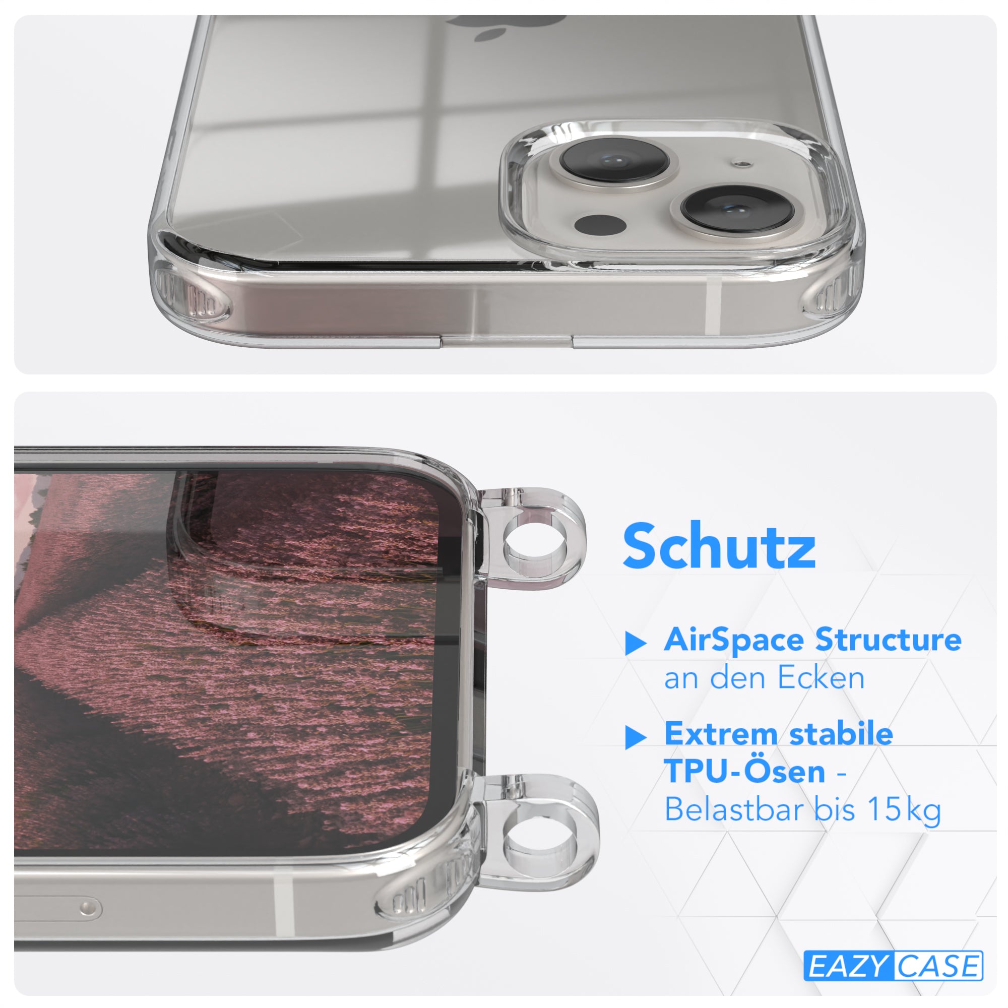 iPhone 13 transparente Hülle + Kordel