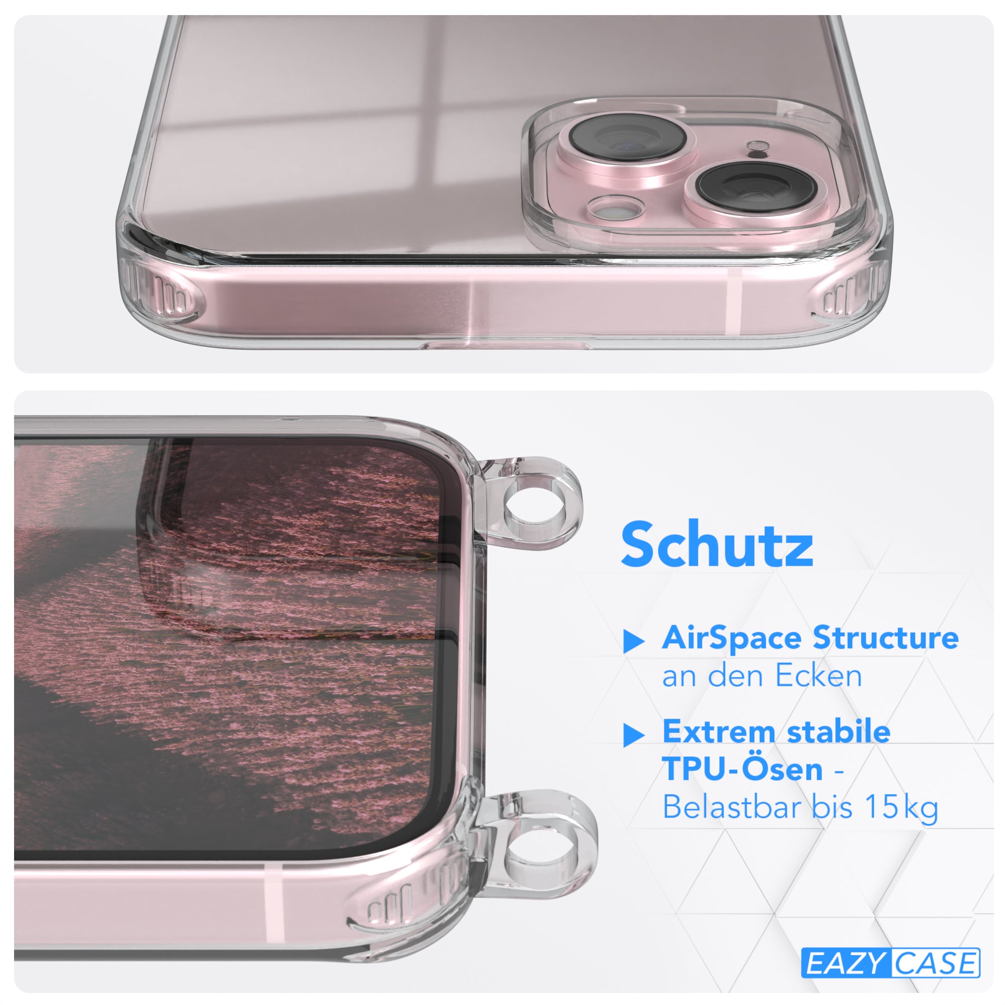 iPhone 15 Plus transparente Hülle + Kordel