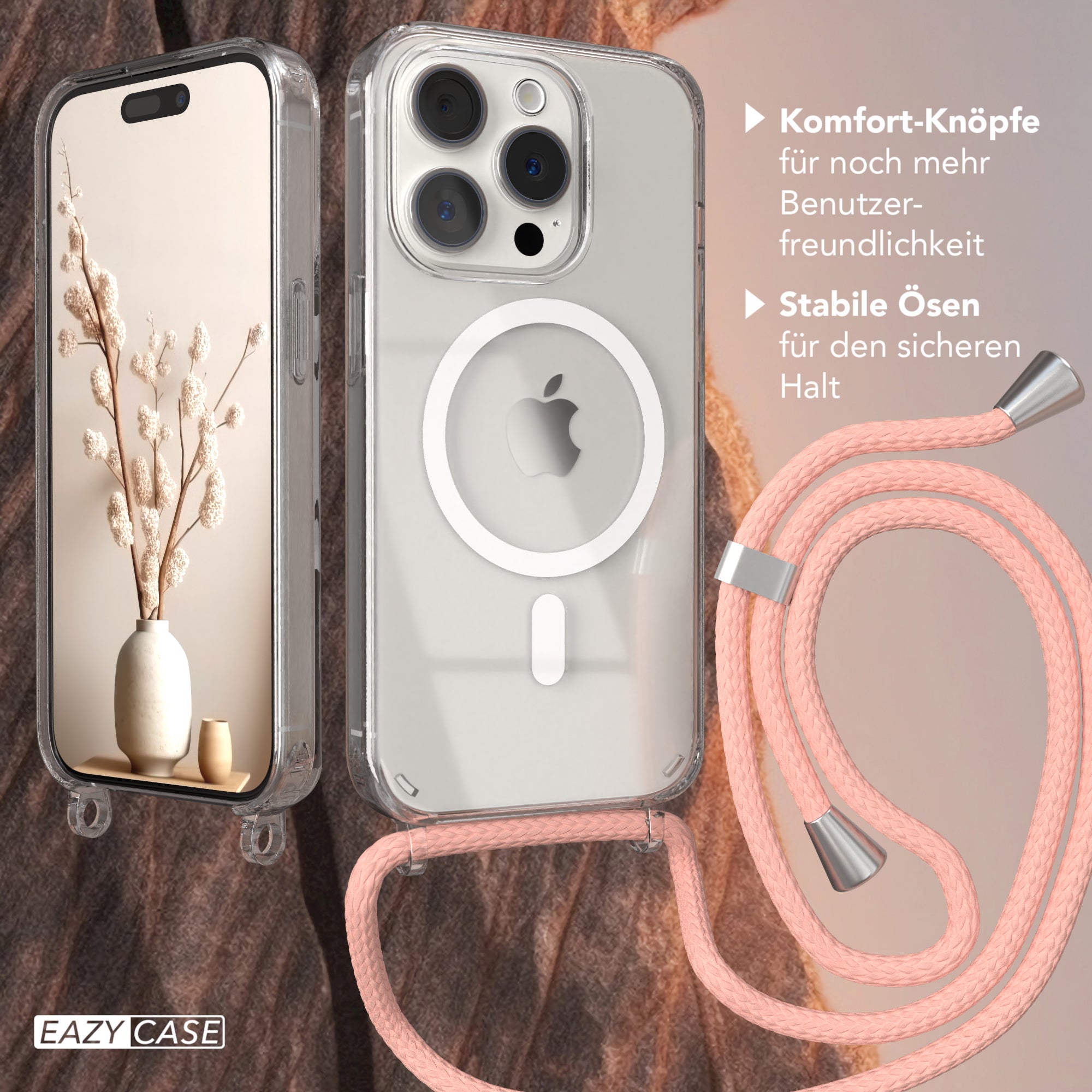 iPhone 15 Pro transparente Hülle + Kordel mit MagSafe