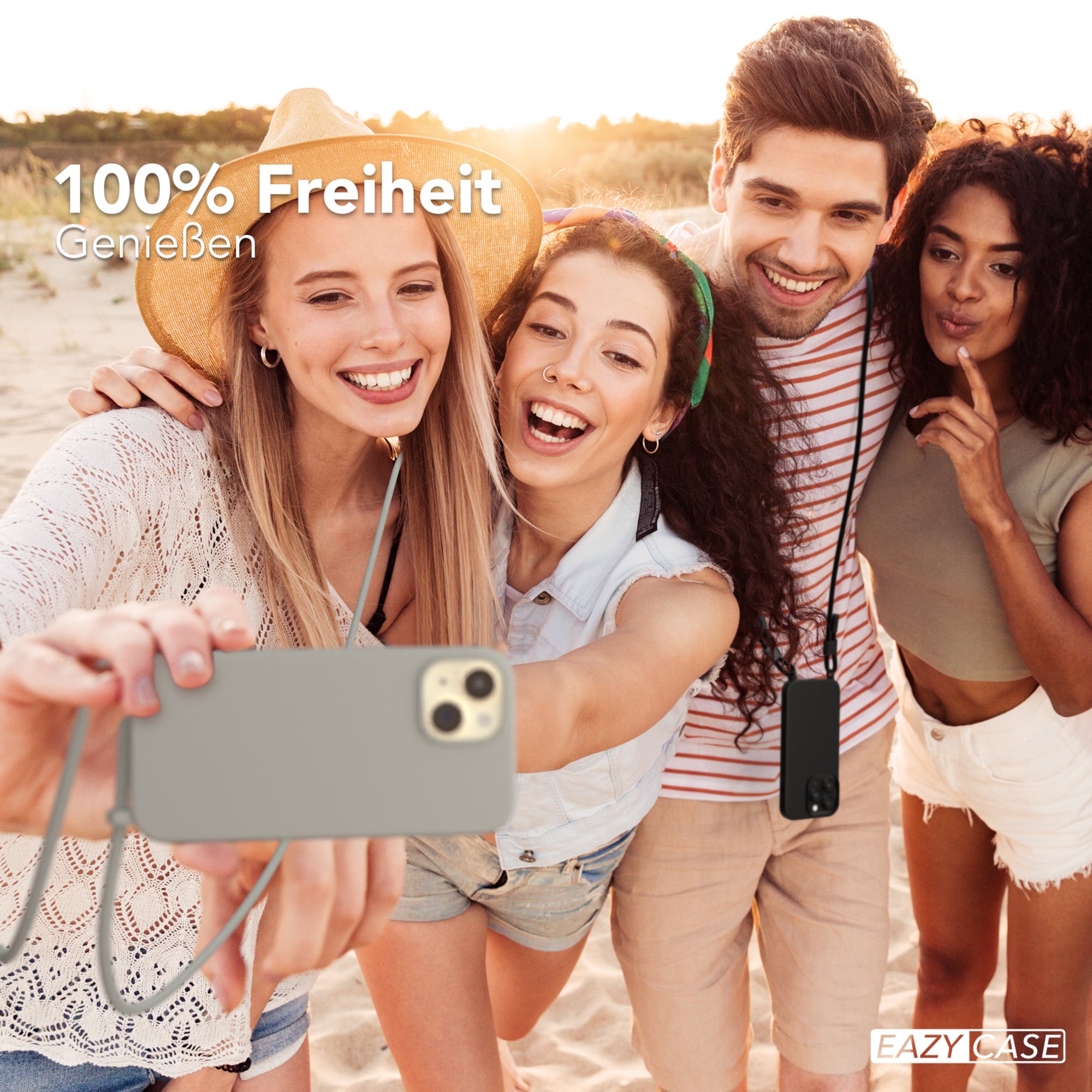 iPhone 15 Silikonhülle + Uni Kordel