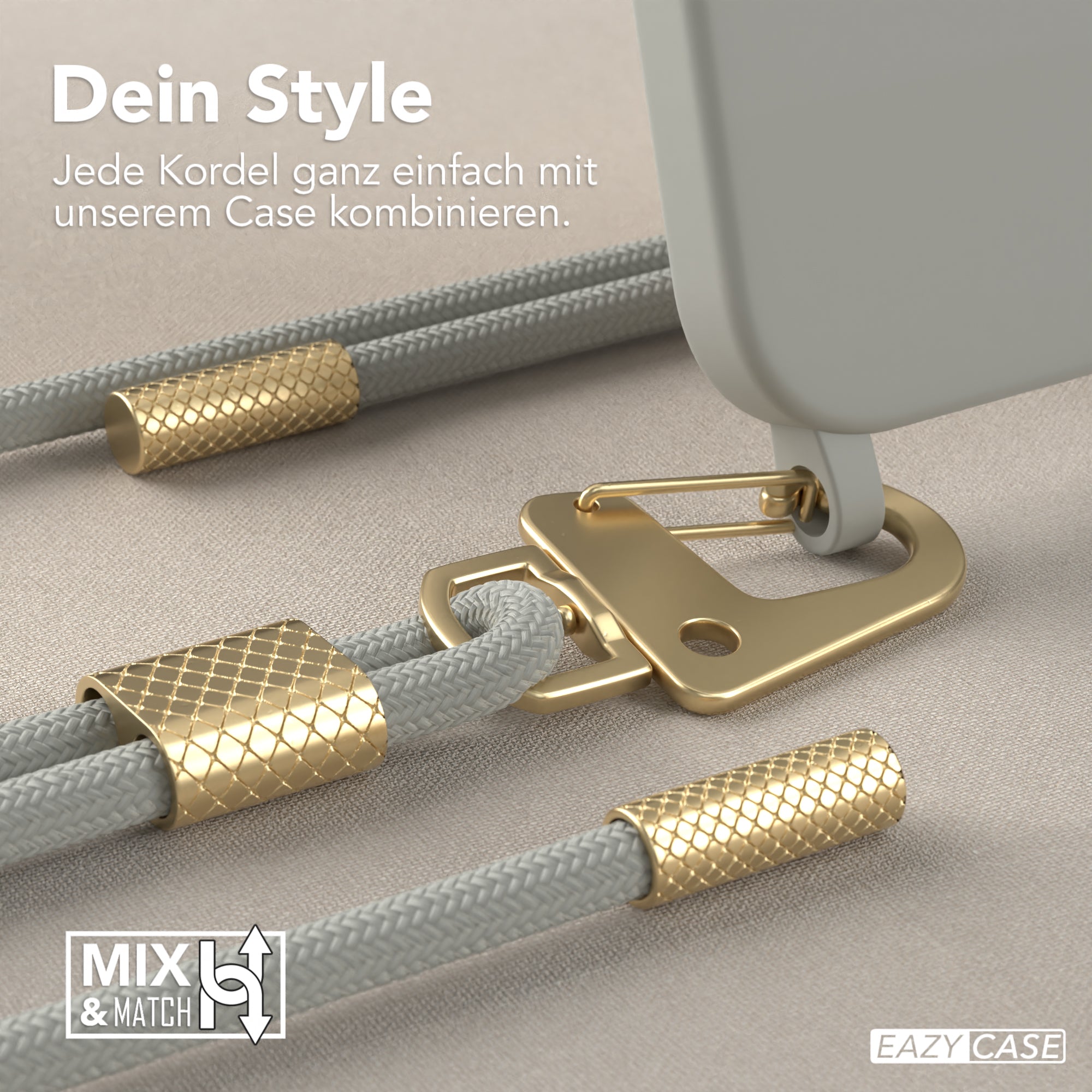 iPhone 15 Silikonhülle + Kordel mit Karabinern