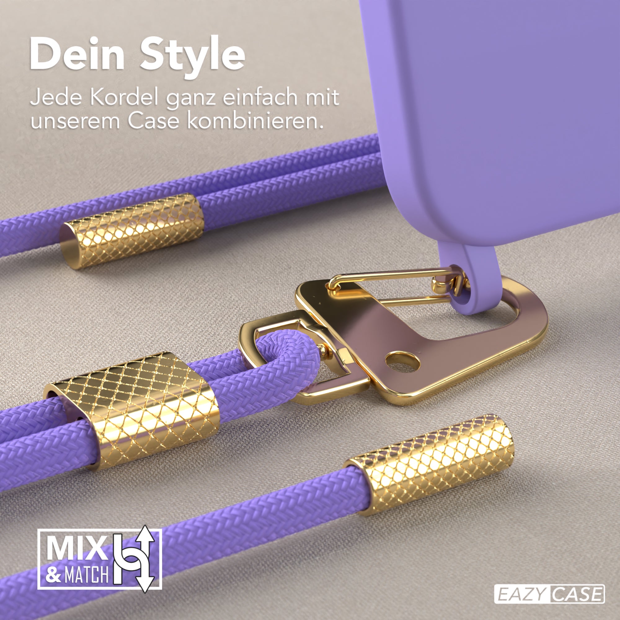 iPhone 15 Silikonhülle + Kordel mit Karabinern