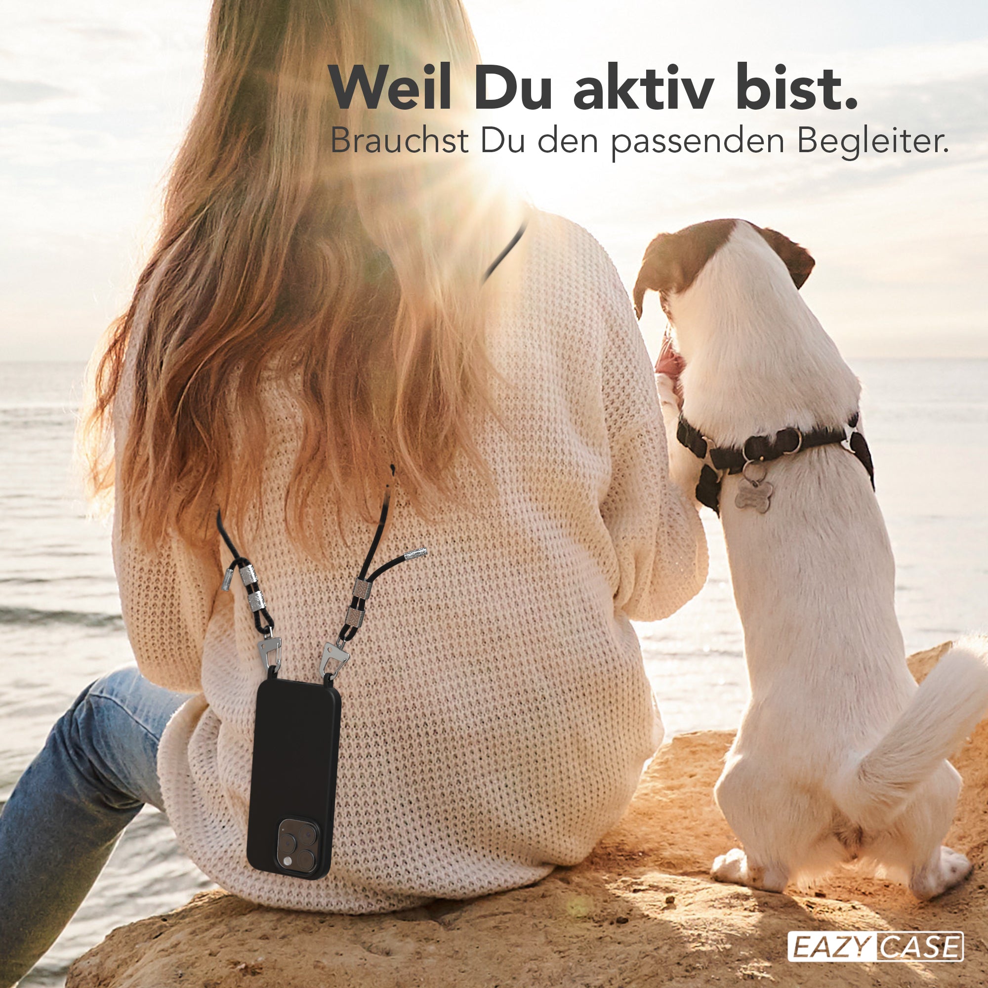 iPhone 15 Pro Silikonhülle + Kordel mit Karabinern