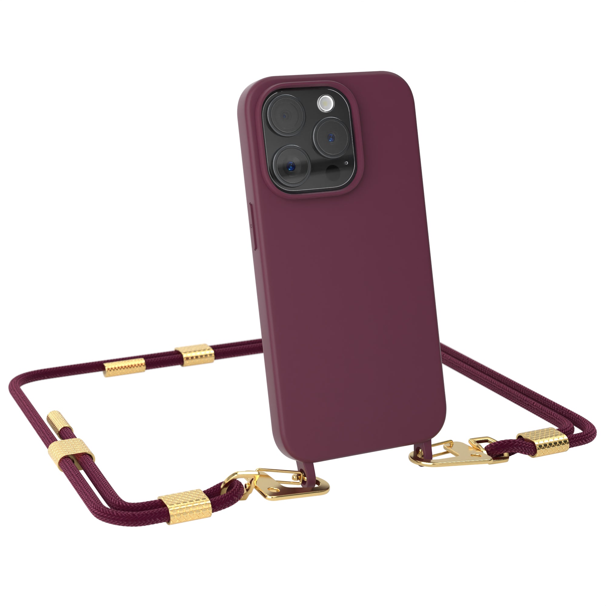 iPhone 15 Pro Silikonhülle + Kordel mit Karabinern