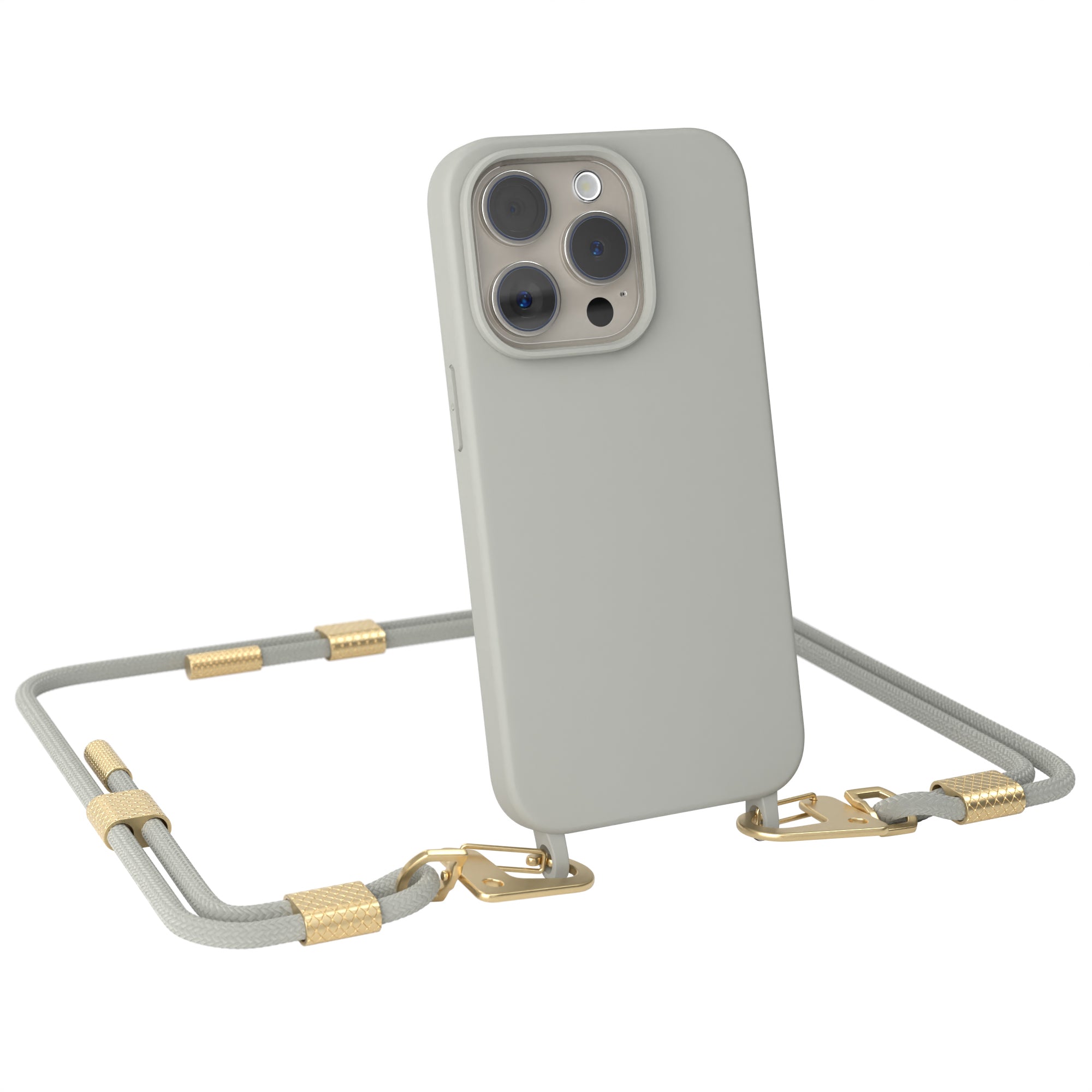 iPhone 15 Pro Silikonhülle + Kordel mit Karabinern