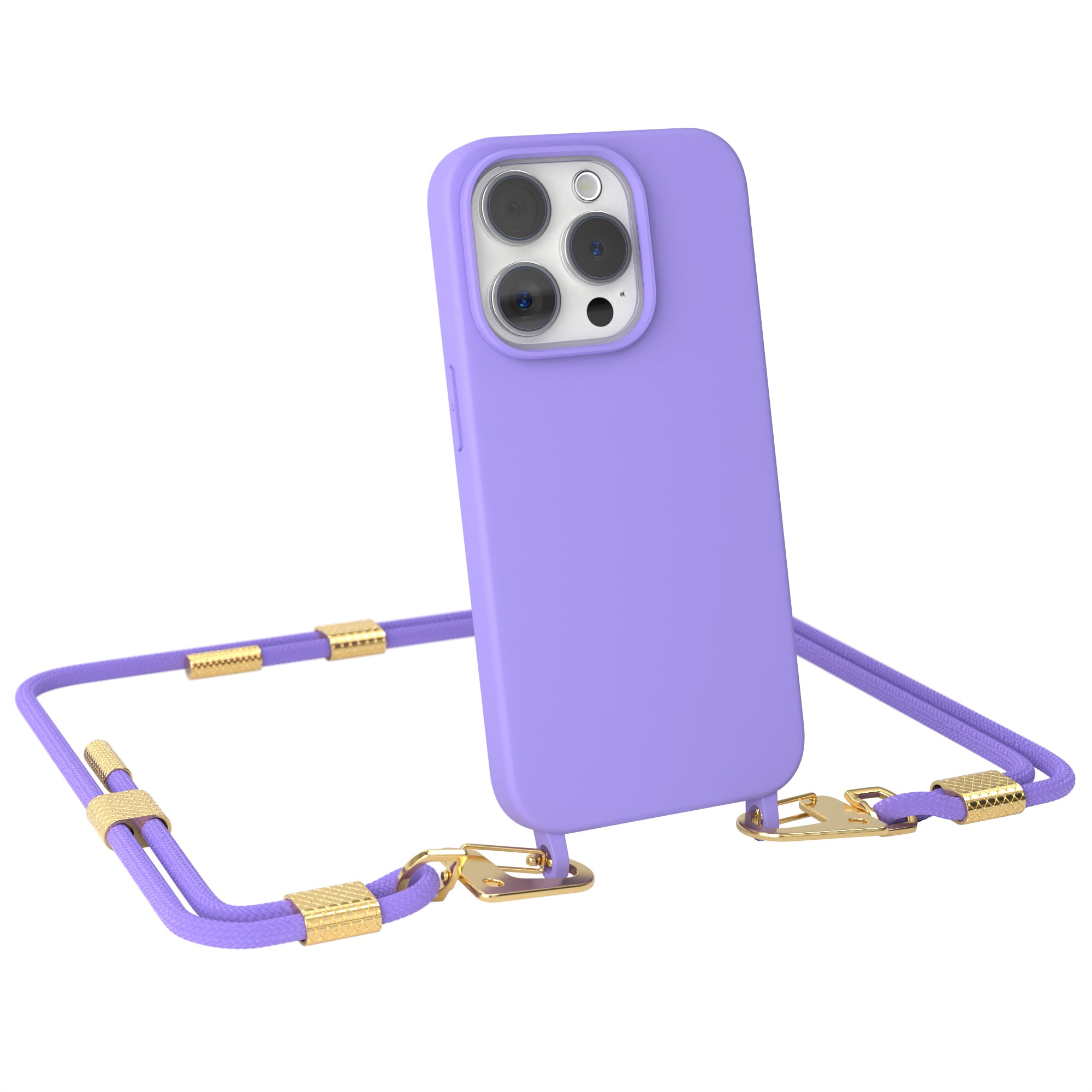 iPhone 15 Pro Silikonhülle + Kordel mit Karabinern