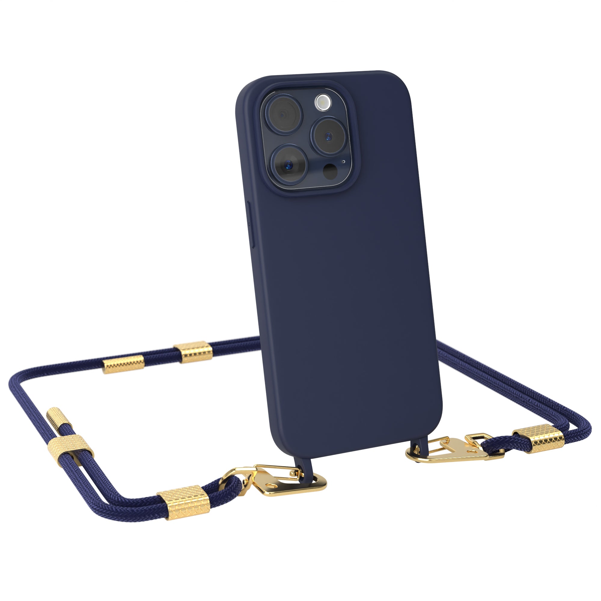iPhone 15 Pro Silikonhülle + Kordel mit Karabinern