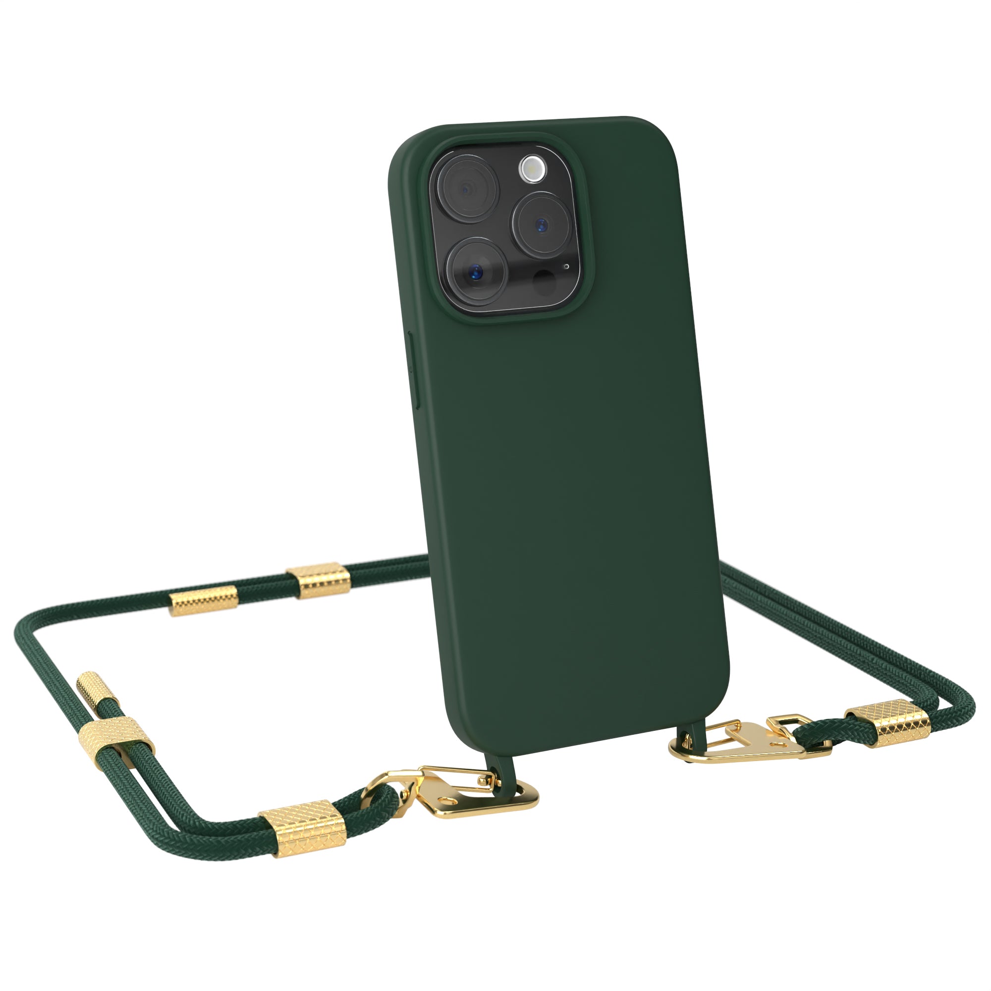 iPhone 15 Pro Silikonhülle + Kordel mit Karabinern