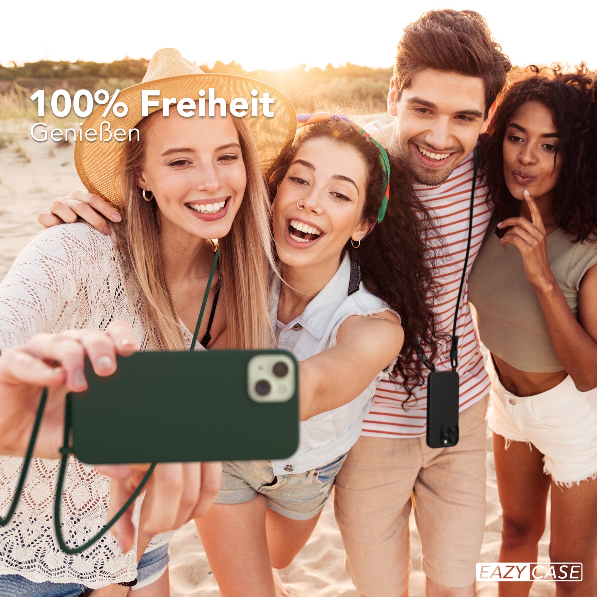 iPhone 15 Plus Silikonhülle + Uni Kordel