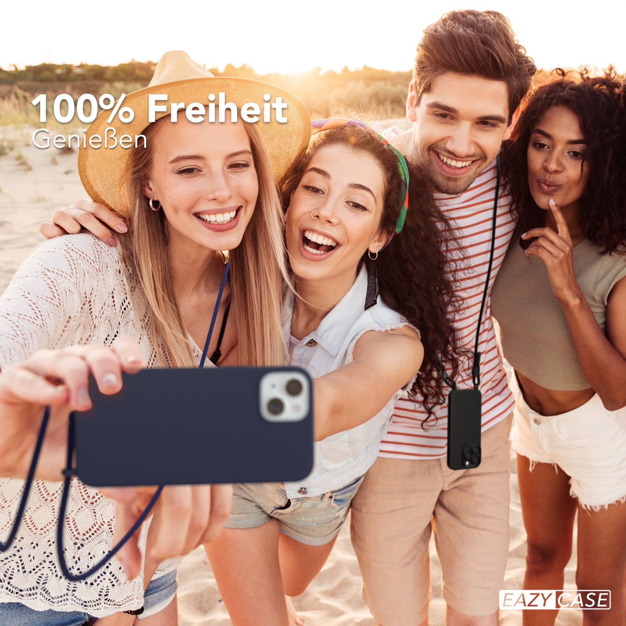 iPhone 15 Plus Silikonhülle + Uni Kordel