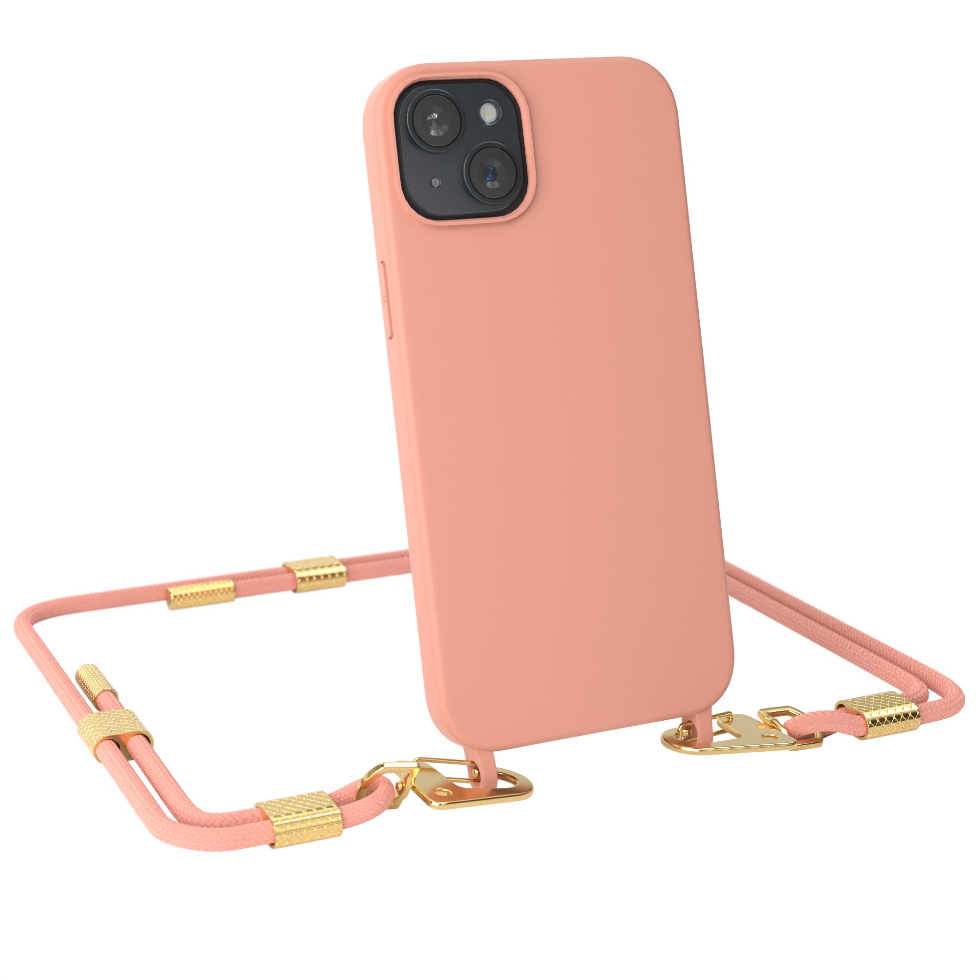 iPhone 15 Plus Silikonhülle + Kordel mit Karabinern