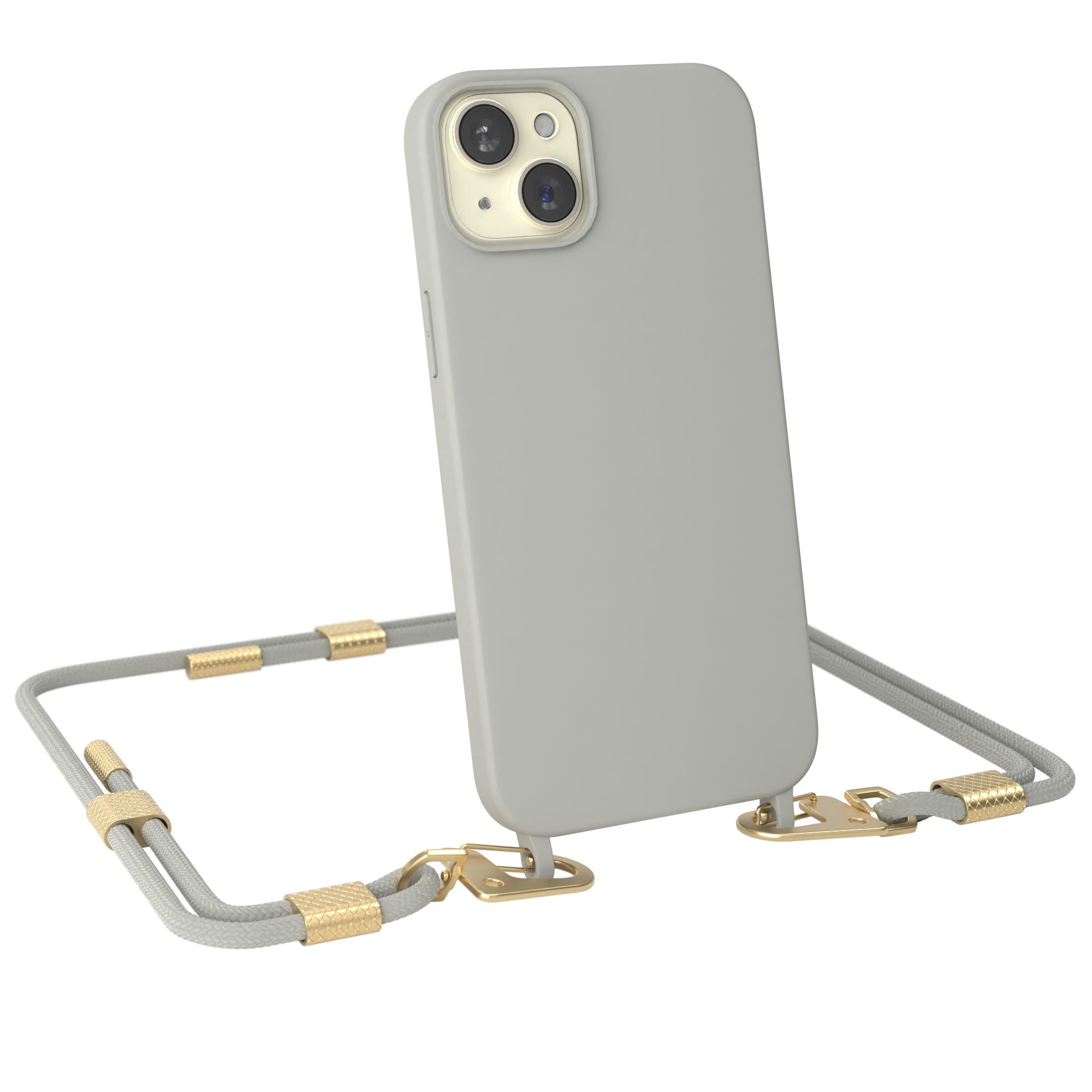 iPhone 15 Plus Silikonhülle + Kordel mit Karabinern