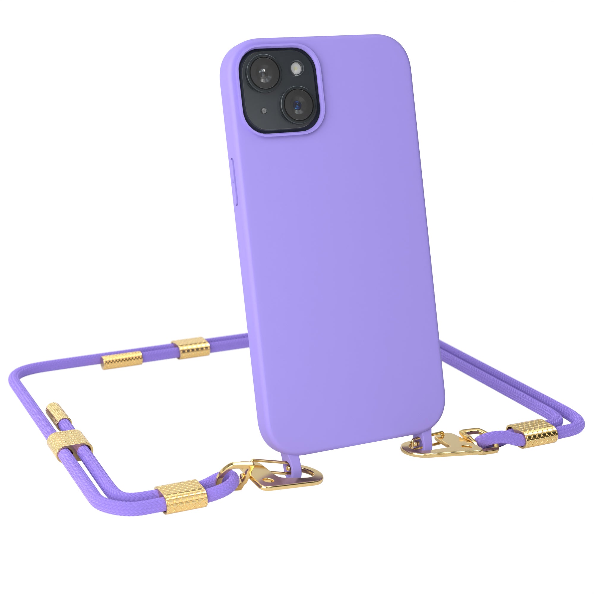 iPhone 15 Plus Silikonhülle + Kordel mit Karabinern