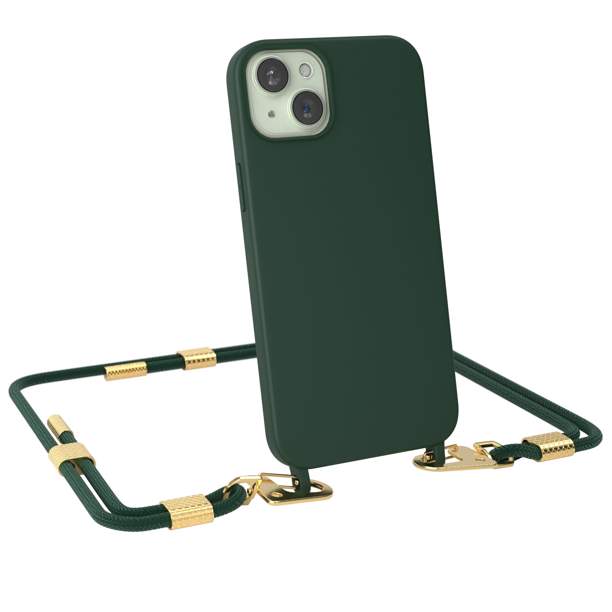 iPhone 15 Plus Silikonhülle + Kordel mit Karabinern