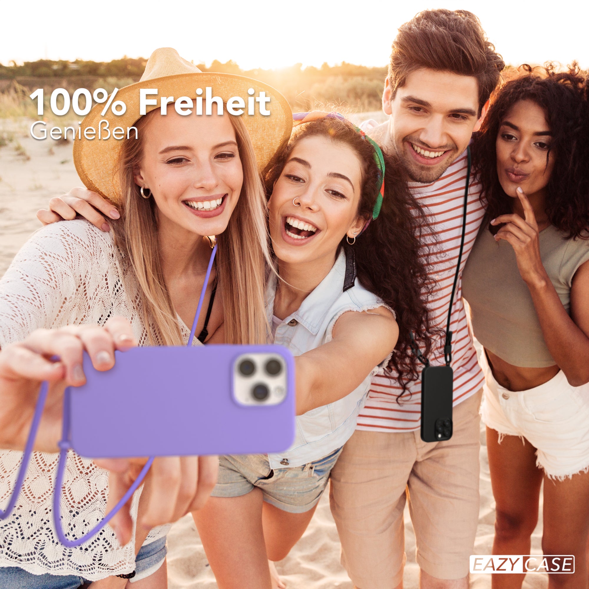 iPhone 15 Pro Max Silikonhülle + Uni Kordel