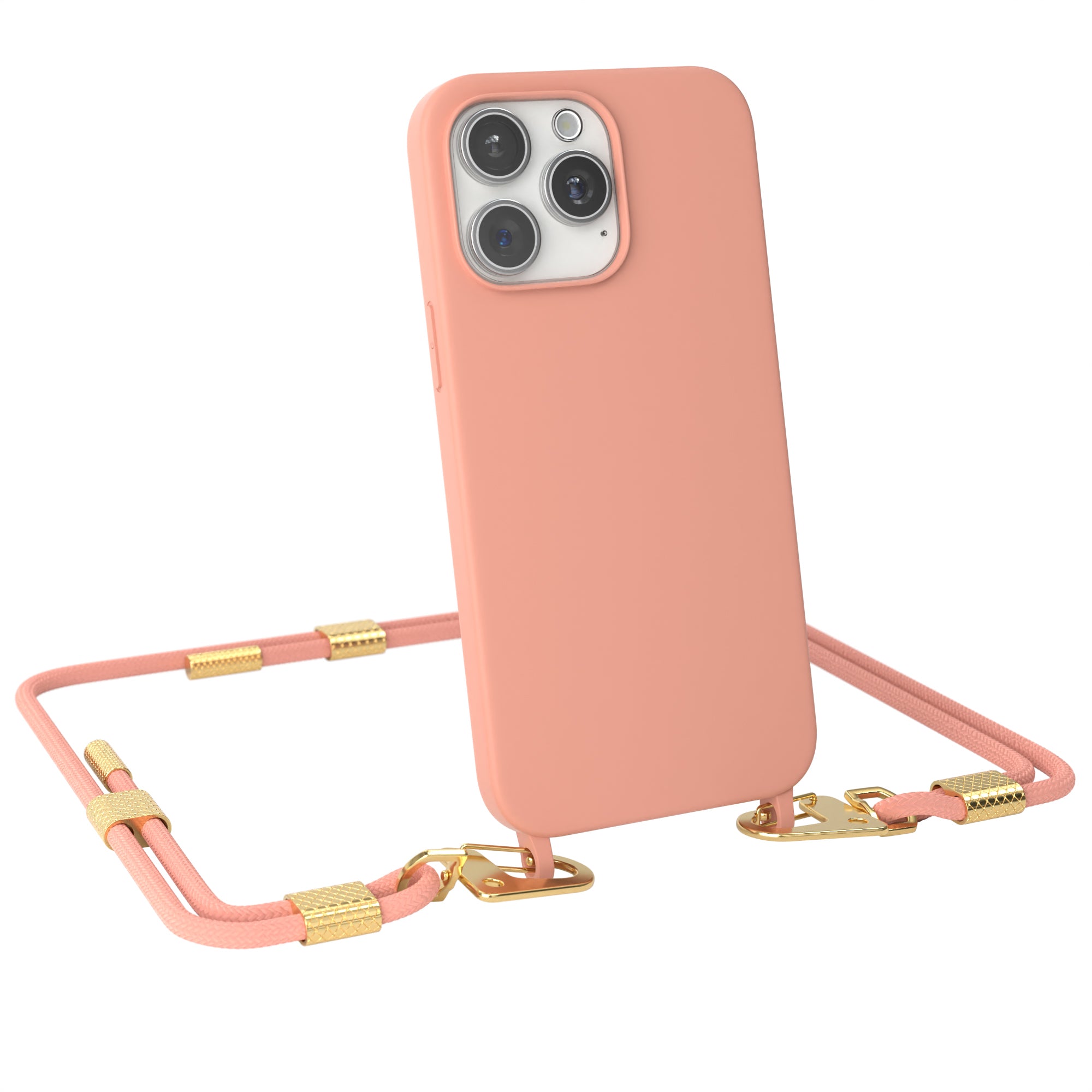 iPhone 15 Pro Max Silikonhülle + Kordel mit Karabinern