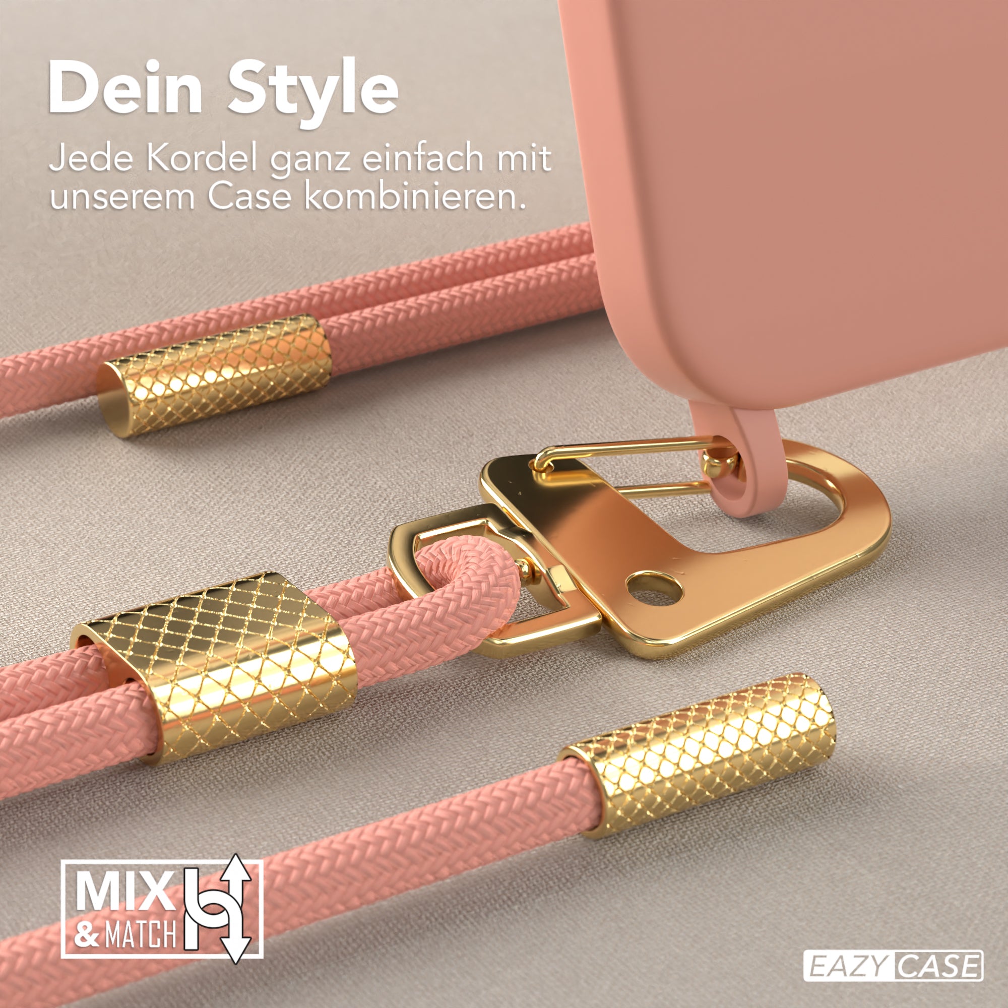 iPhone 15 Pro Max Silikonhülle + Kordel mit Karabinern