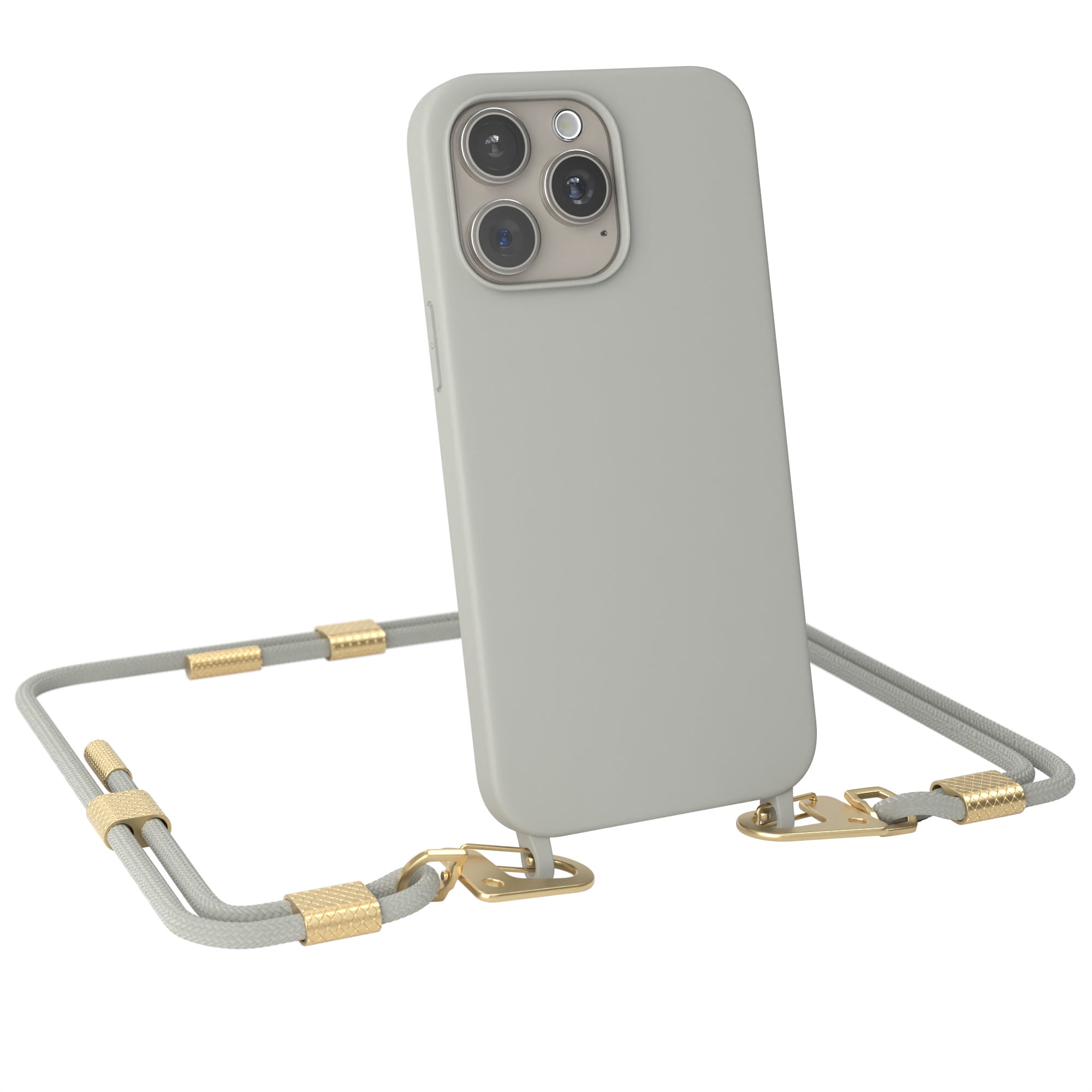 iPhone 15 Pro Max Silikonhülle + Kordel mit Karabinern
