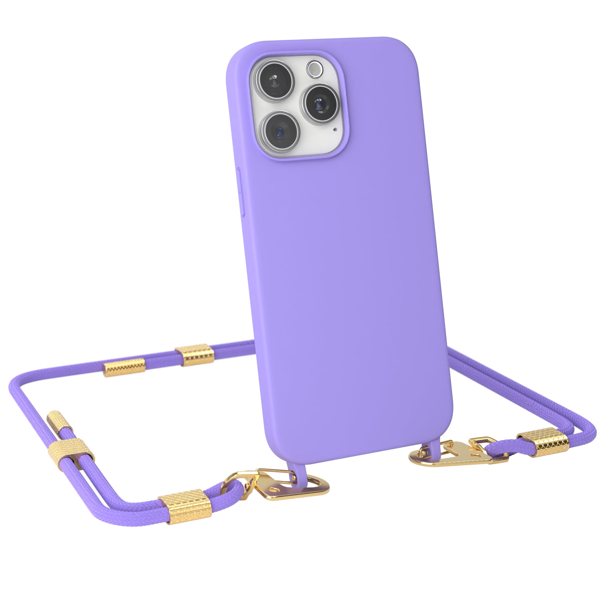 iPhone 15 Pro Max Silikonhülle + Kordel mit Karabinern