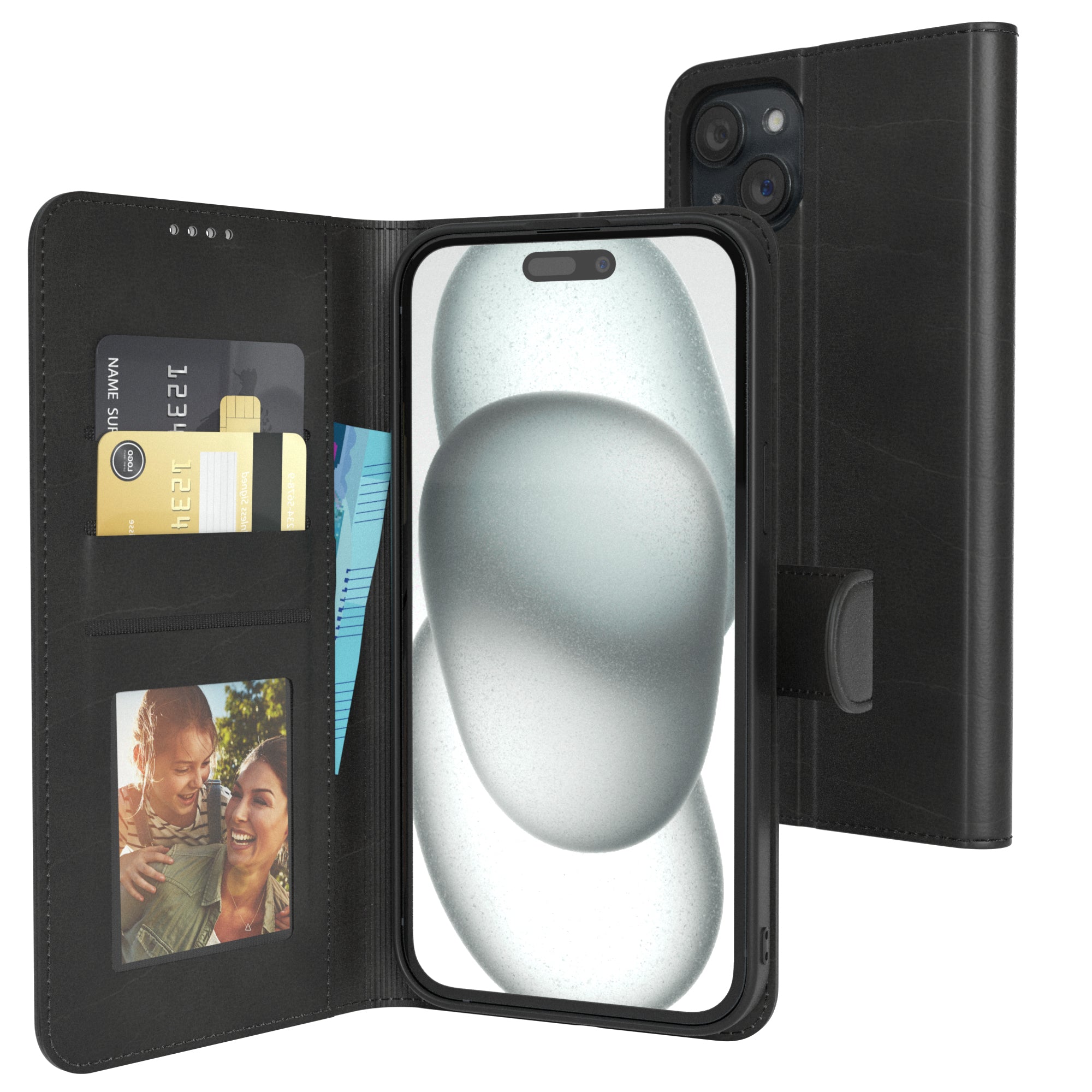iPhone 15 Plus Klapphülle aus Kunstleder