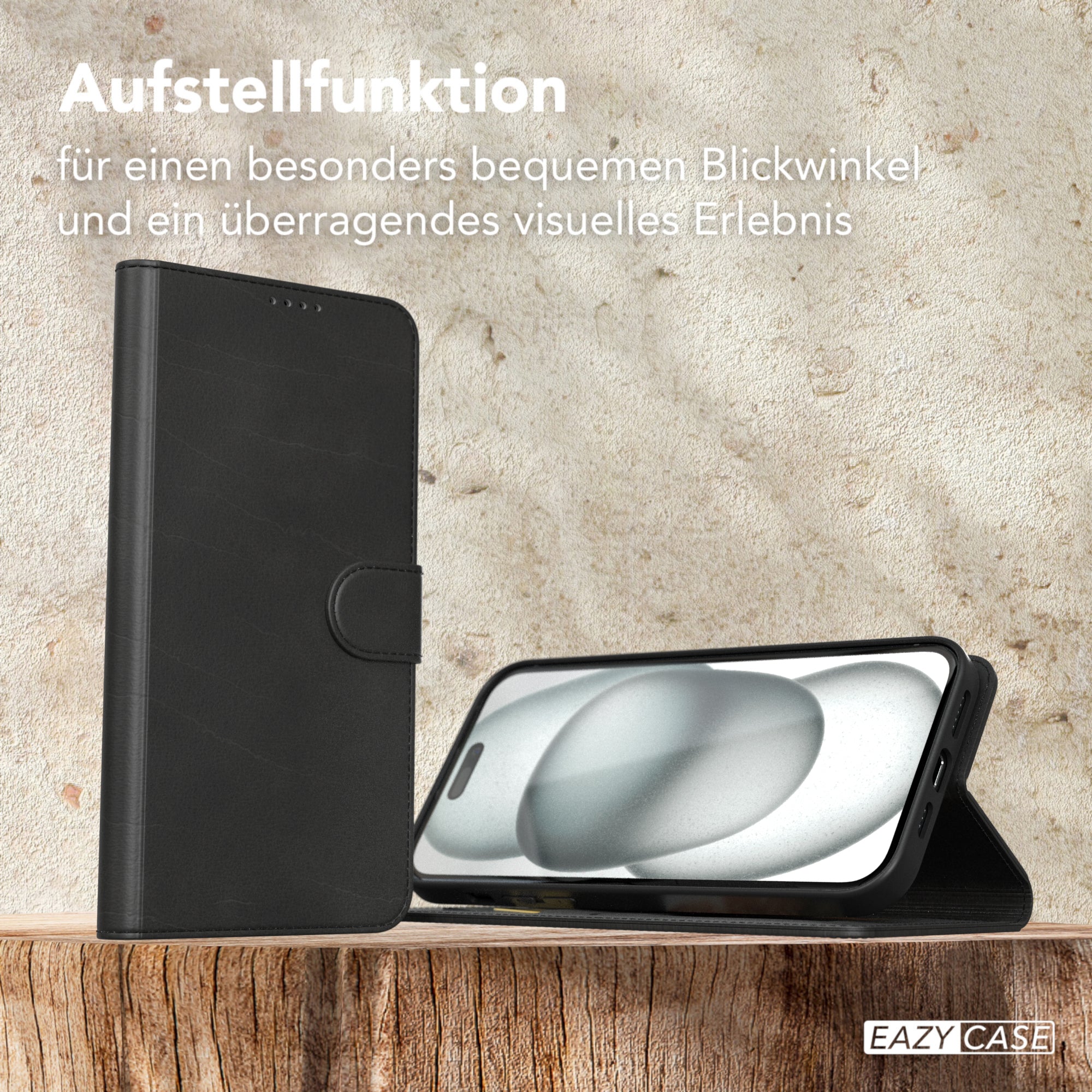 iPhone 15 Plus Klapphülle aus Kunstleder