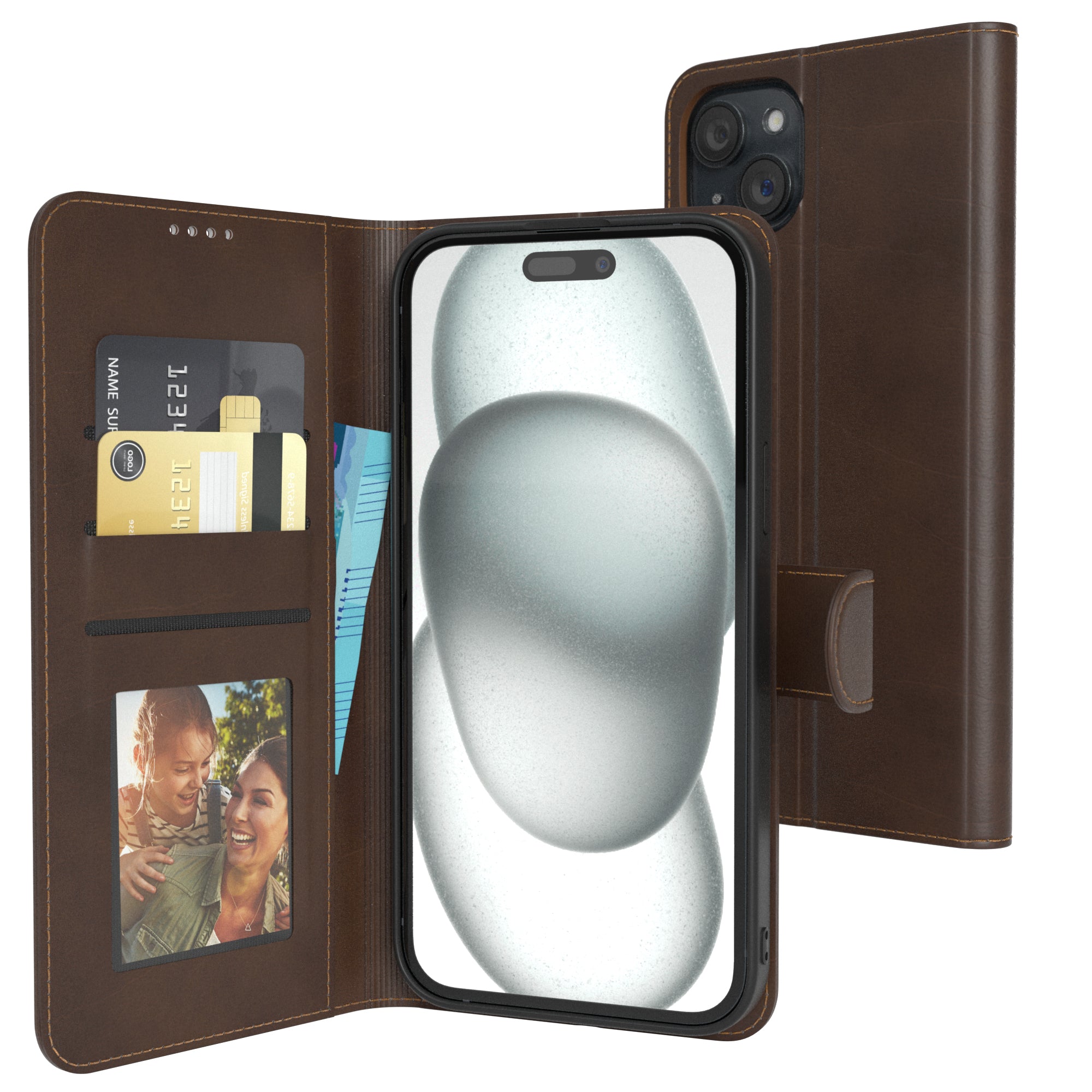 iPhone 15 Plus Klapphülle aus Kunstleder