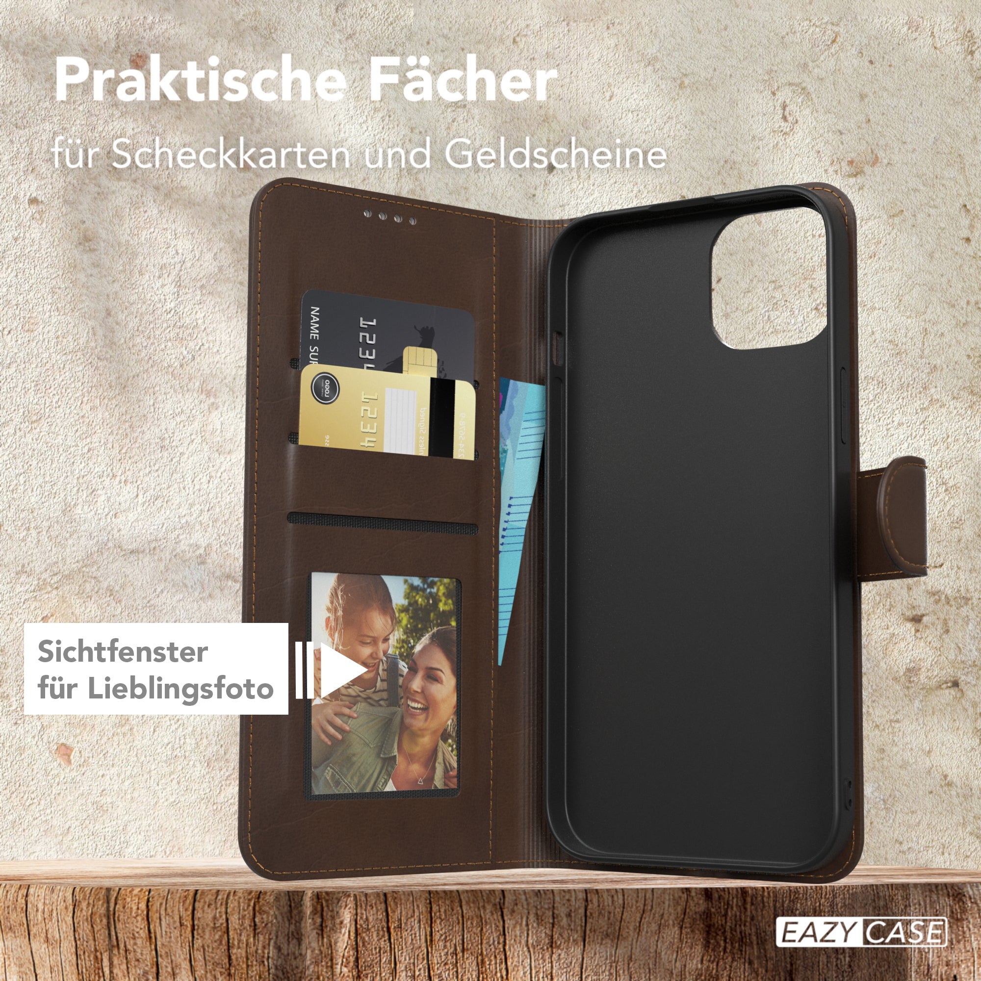 iPhone 15 Plus Klapphülle aus Kunstleder