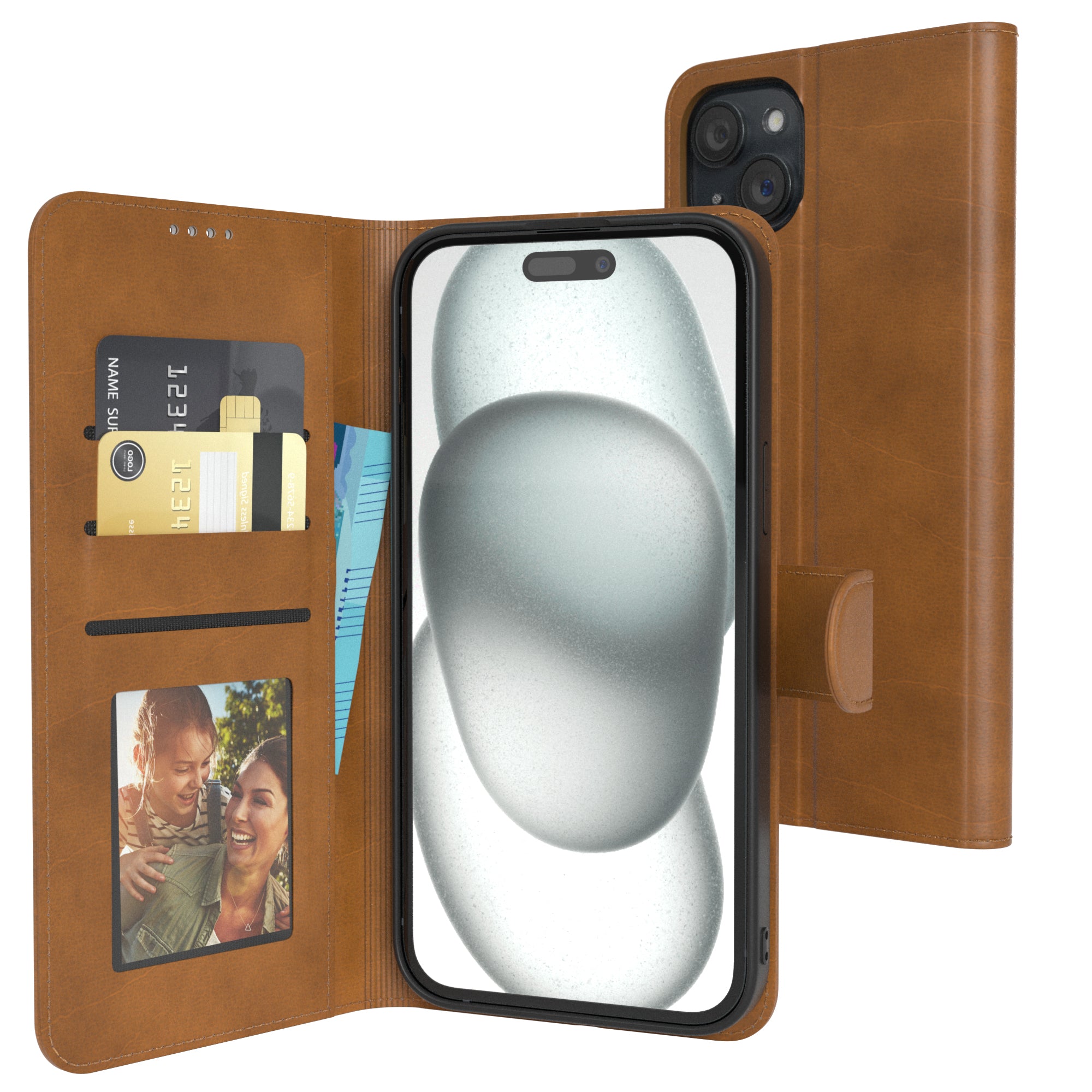 iPhone 15 Plus Klapphülle aus Kunstleder