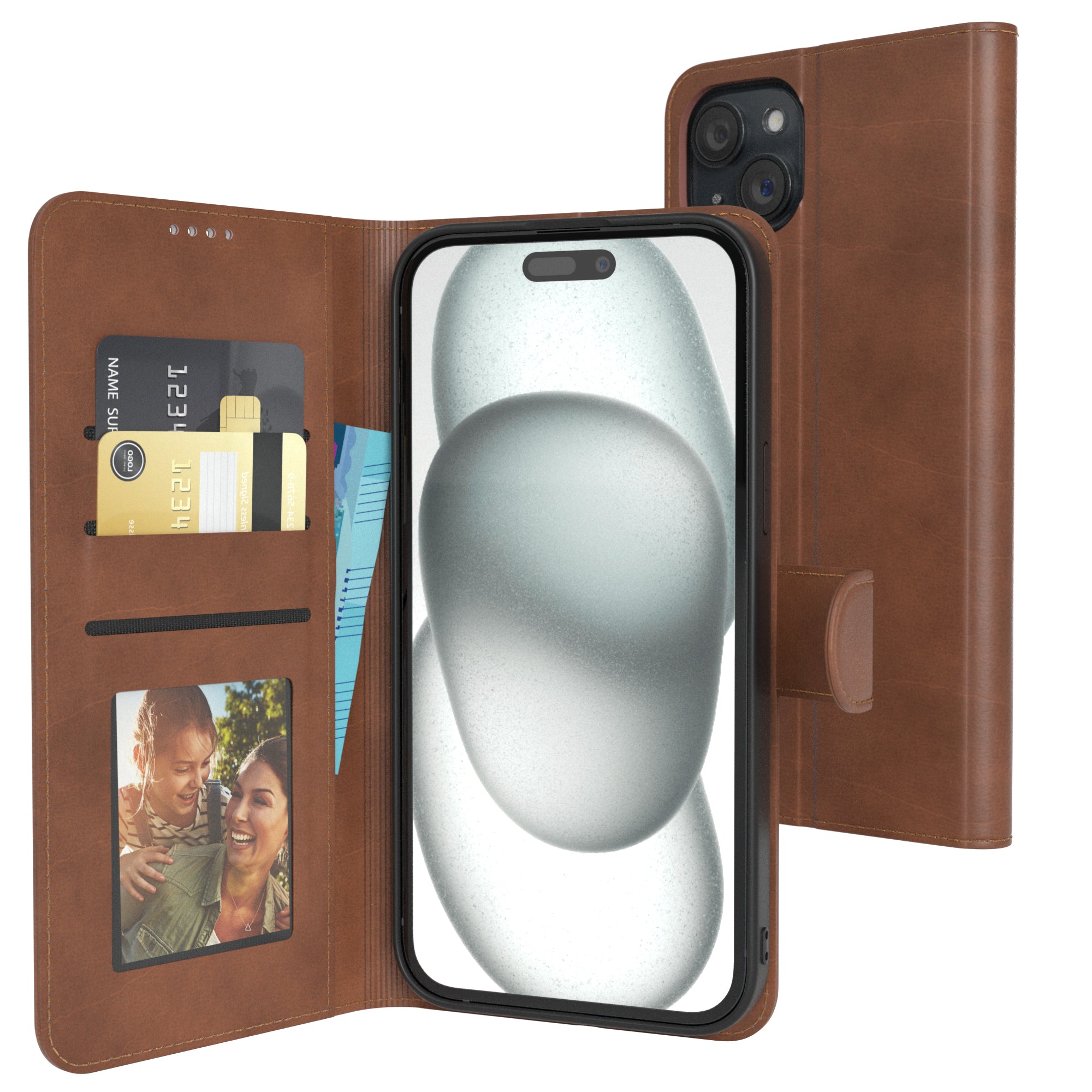 iPhone 15 Plus Klapphülle aus Kunstleder