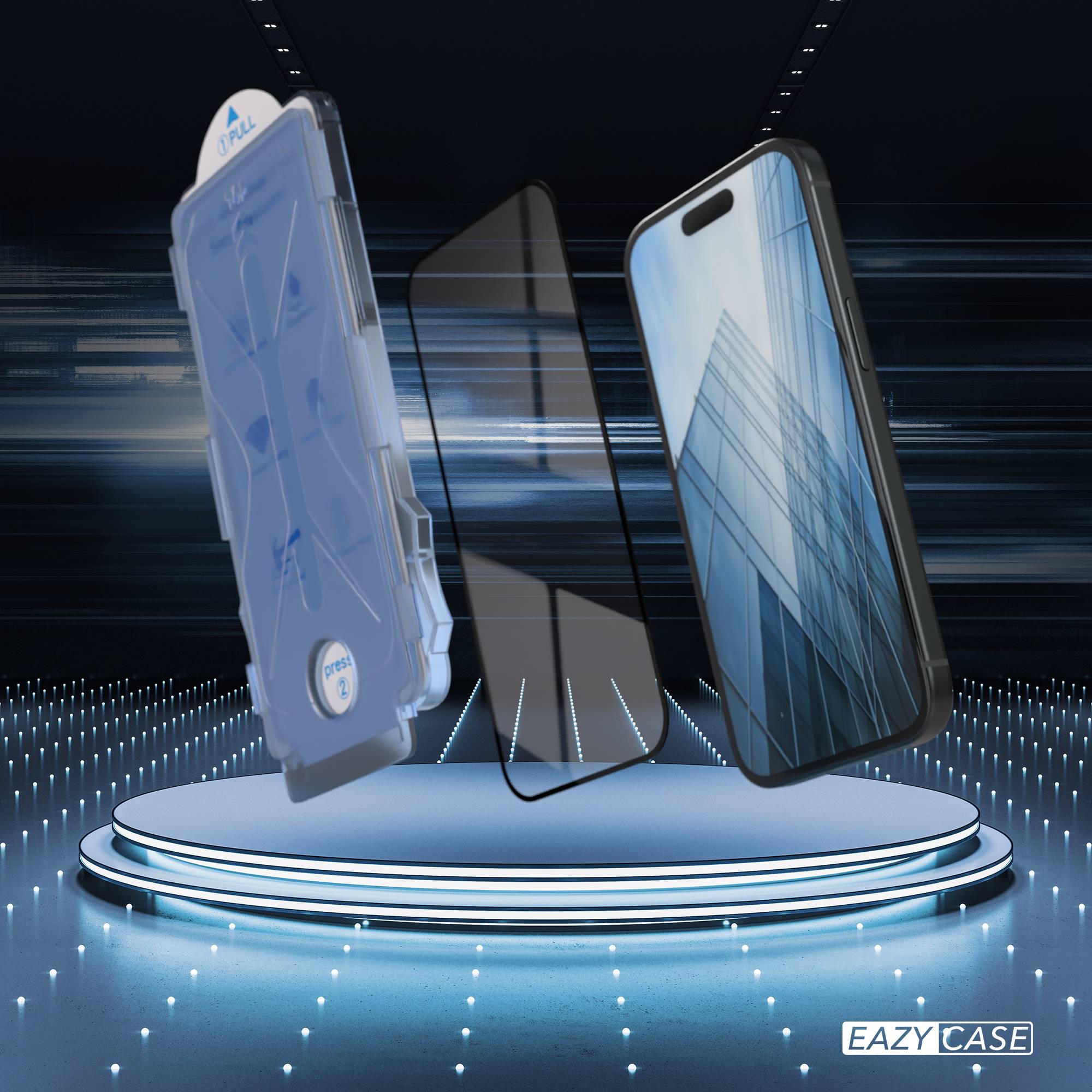 Apple iPhone 15 Glasfolie Set mit Installationsrahmen und Kameraschutz