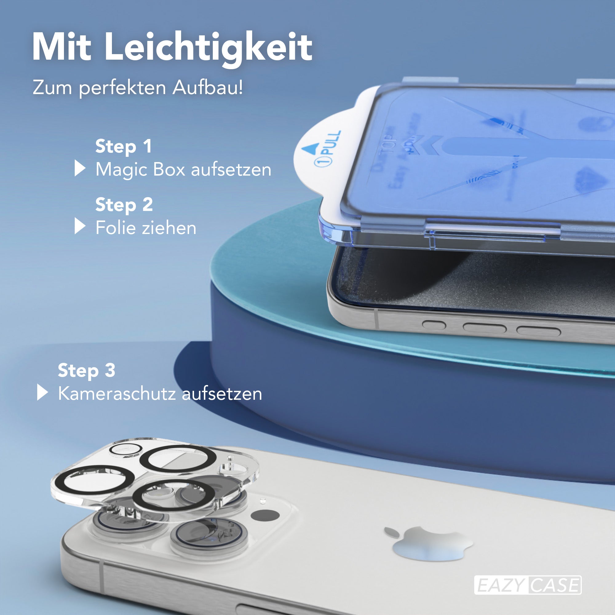 iPhone 15 Pro 2er Set Glasfolie + Installationsrahmen