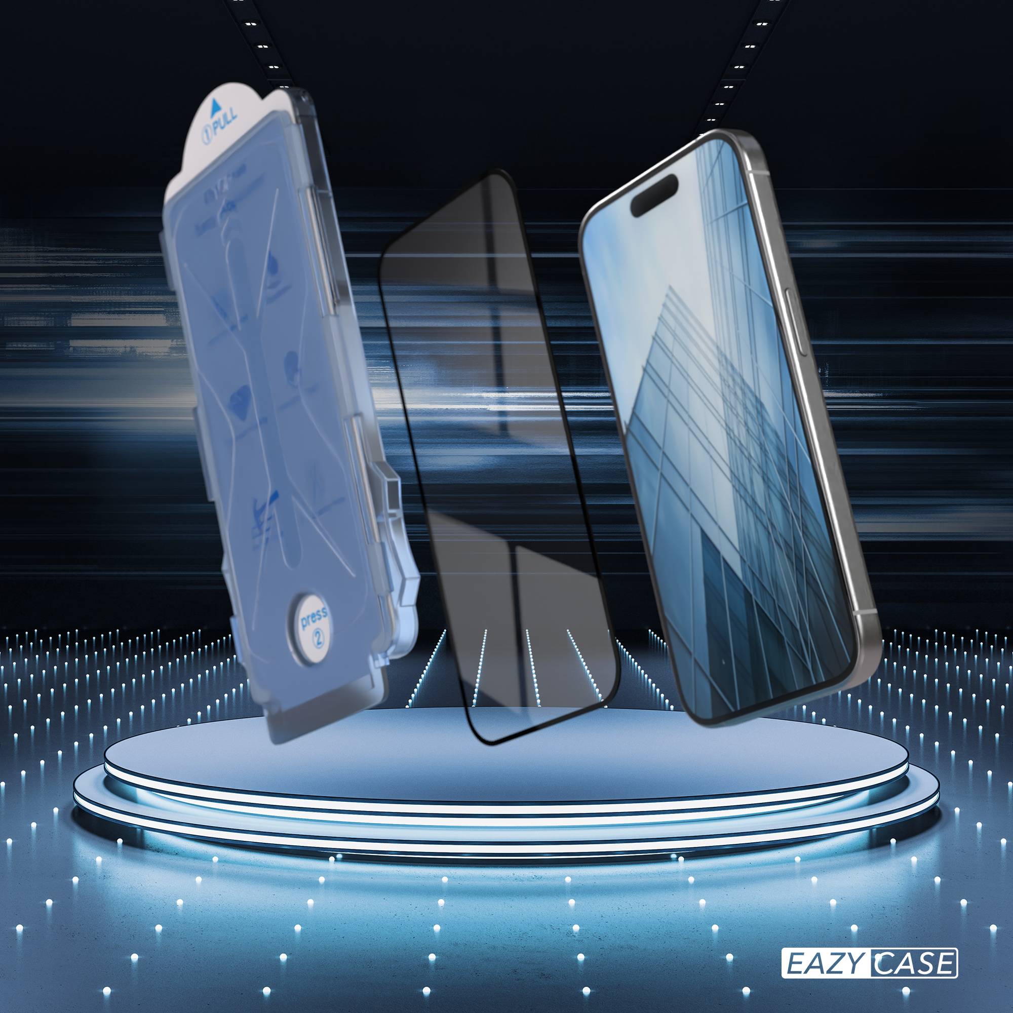 iPhone 15 Pro Schutzfolie Set mit Installationsrahmen und Kameraschutz