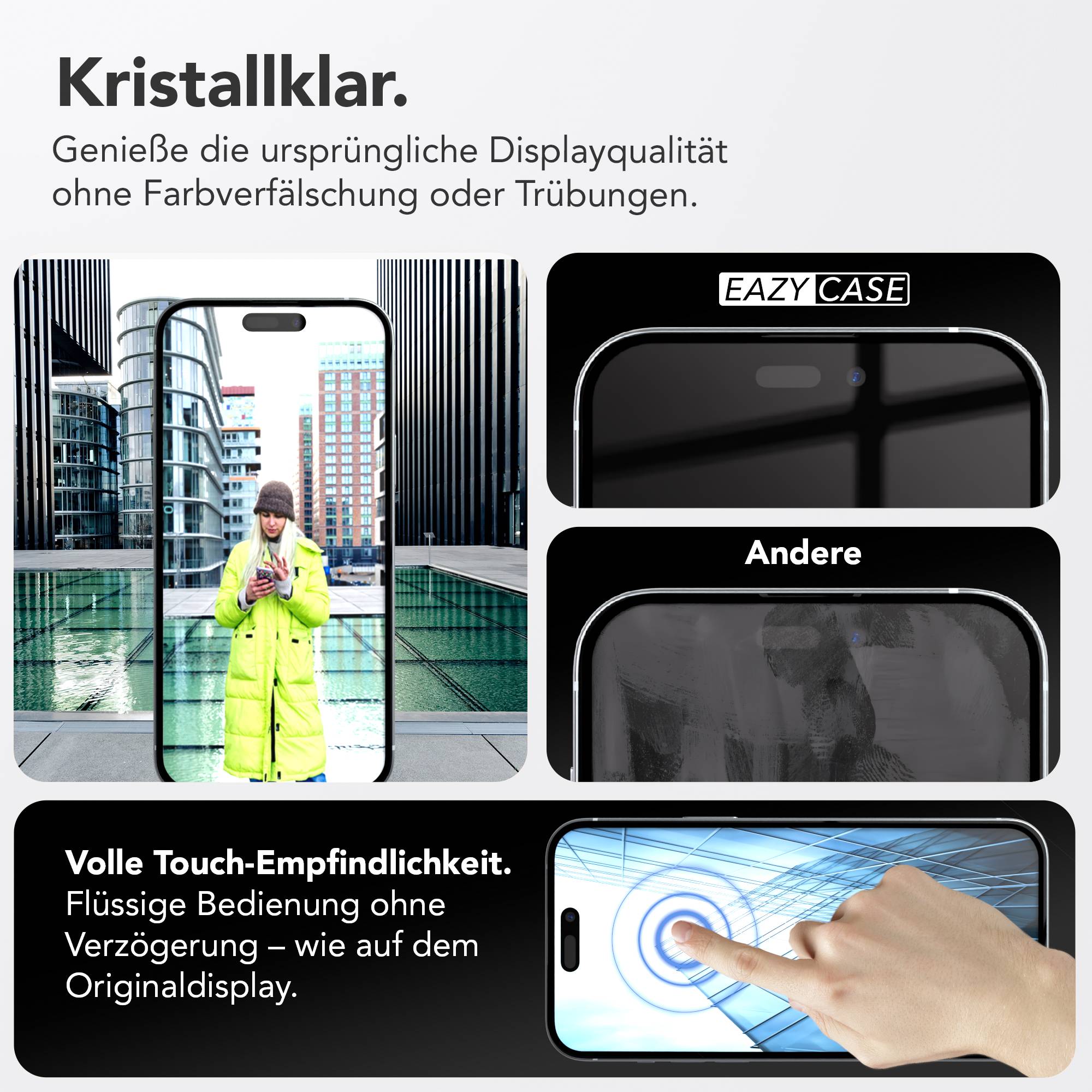 Apple iPhone 15 Plus Schutzfolie 2er Set mit Installationsrahmen 9H Glas