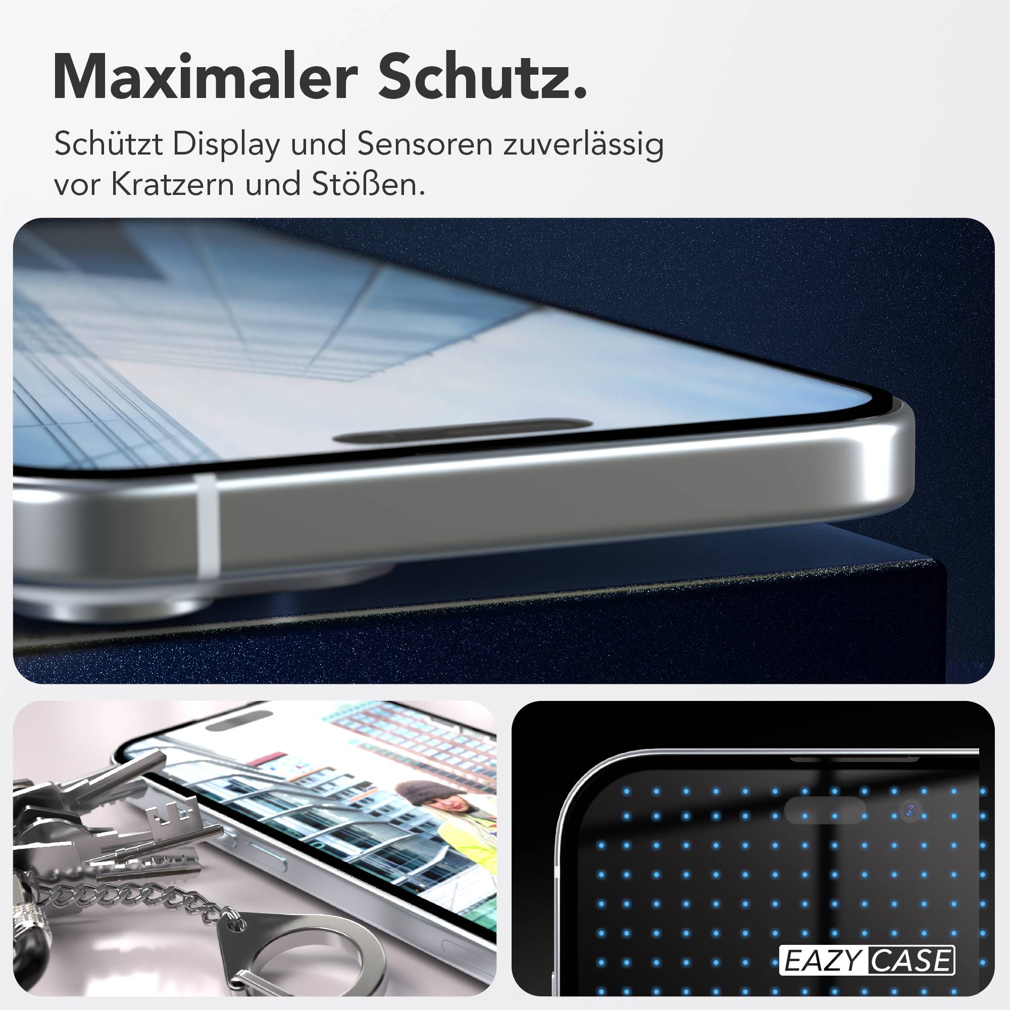 Apple iPhone 15 Plus Schutzfolie 2er Set mit Installationsrahmen 9H Glas