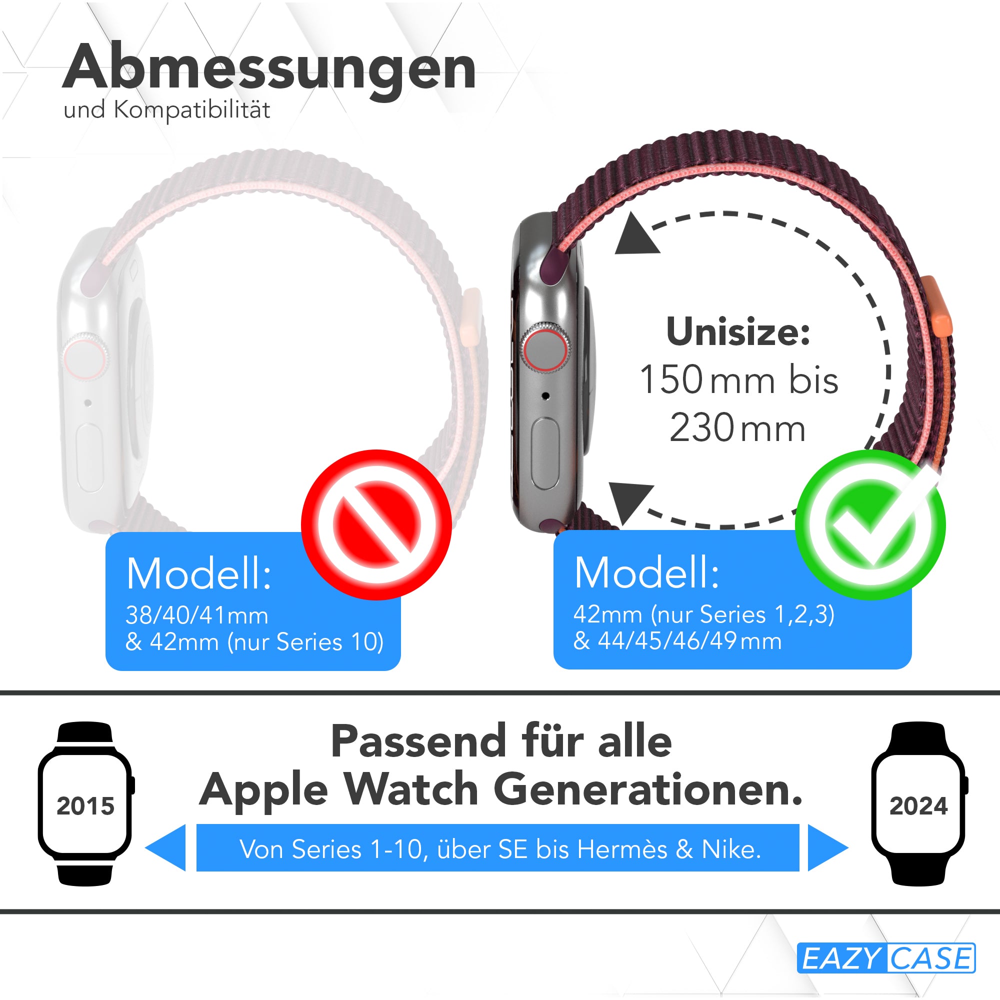 Apple Watch Nylon Armband mit Klettverschluss EAZY CASE Sport Loop