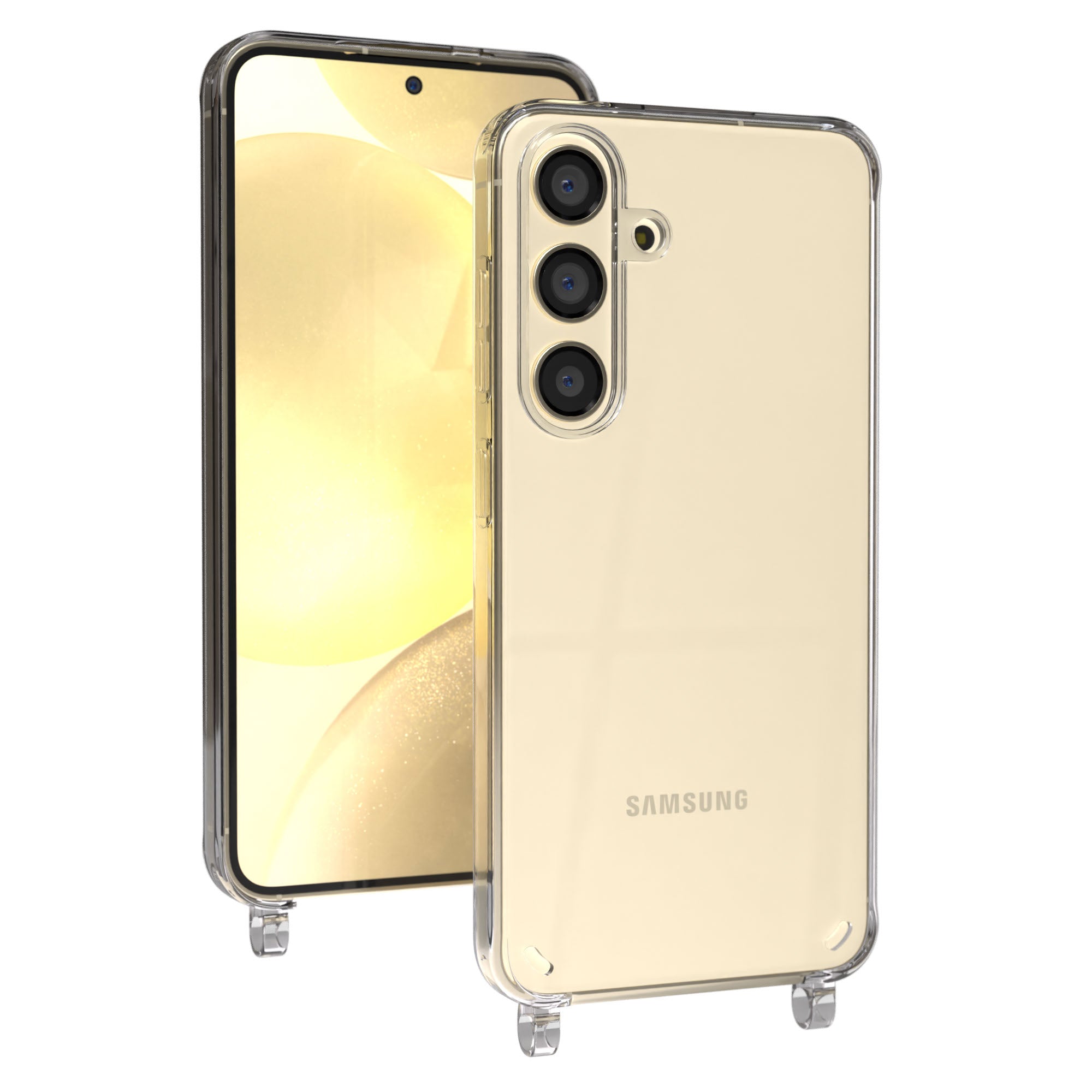 Samsung Galaxy S24 transparente Schutzhülle mit TPU Befestigungsösen für Handyketten