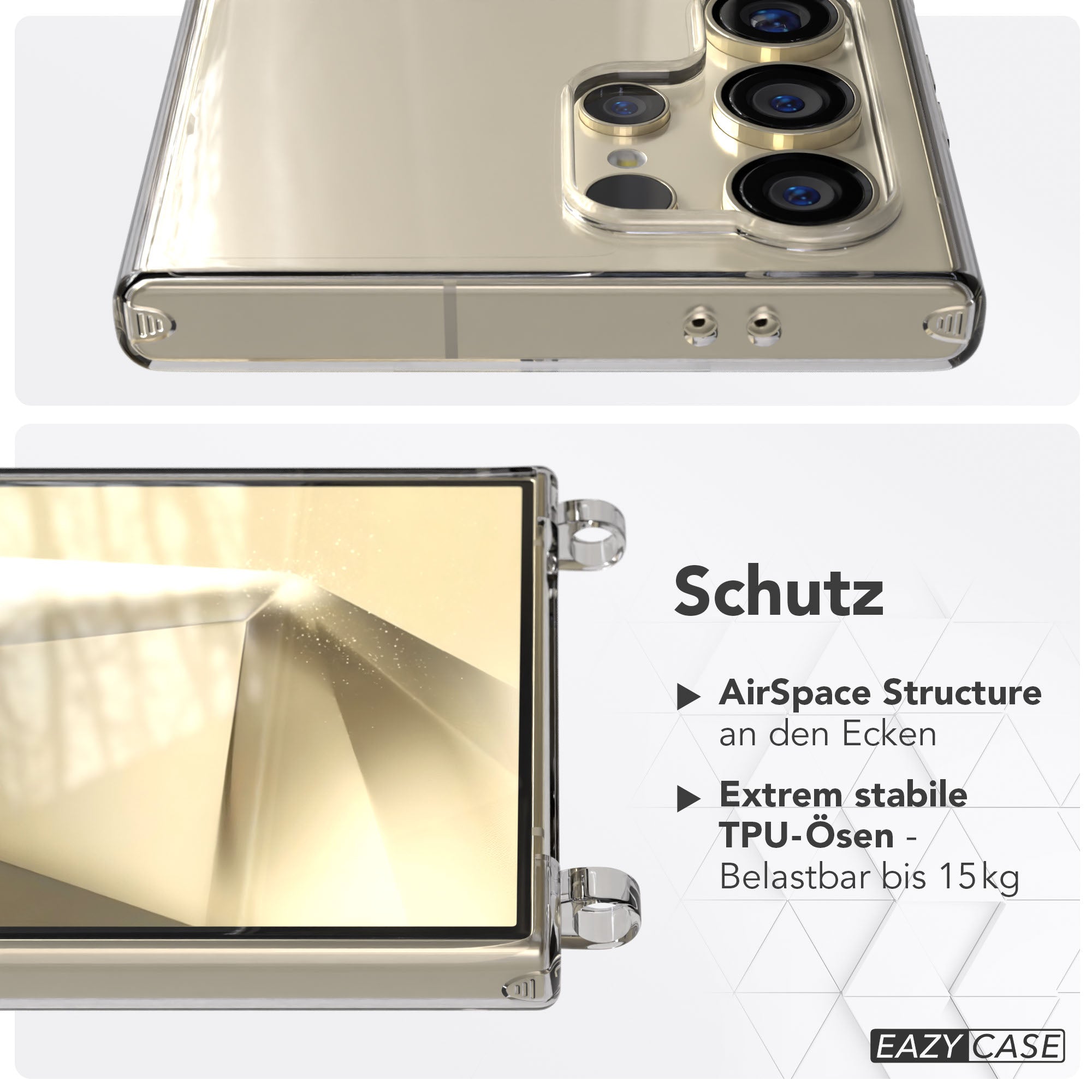Samsung Galaxy S24 Ultra Handyhülle mit Befestigungsösen für Handyketten