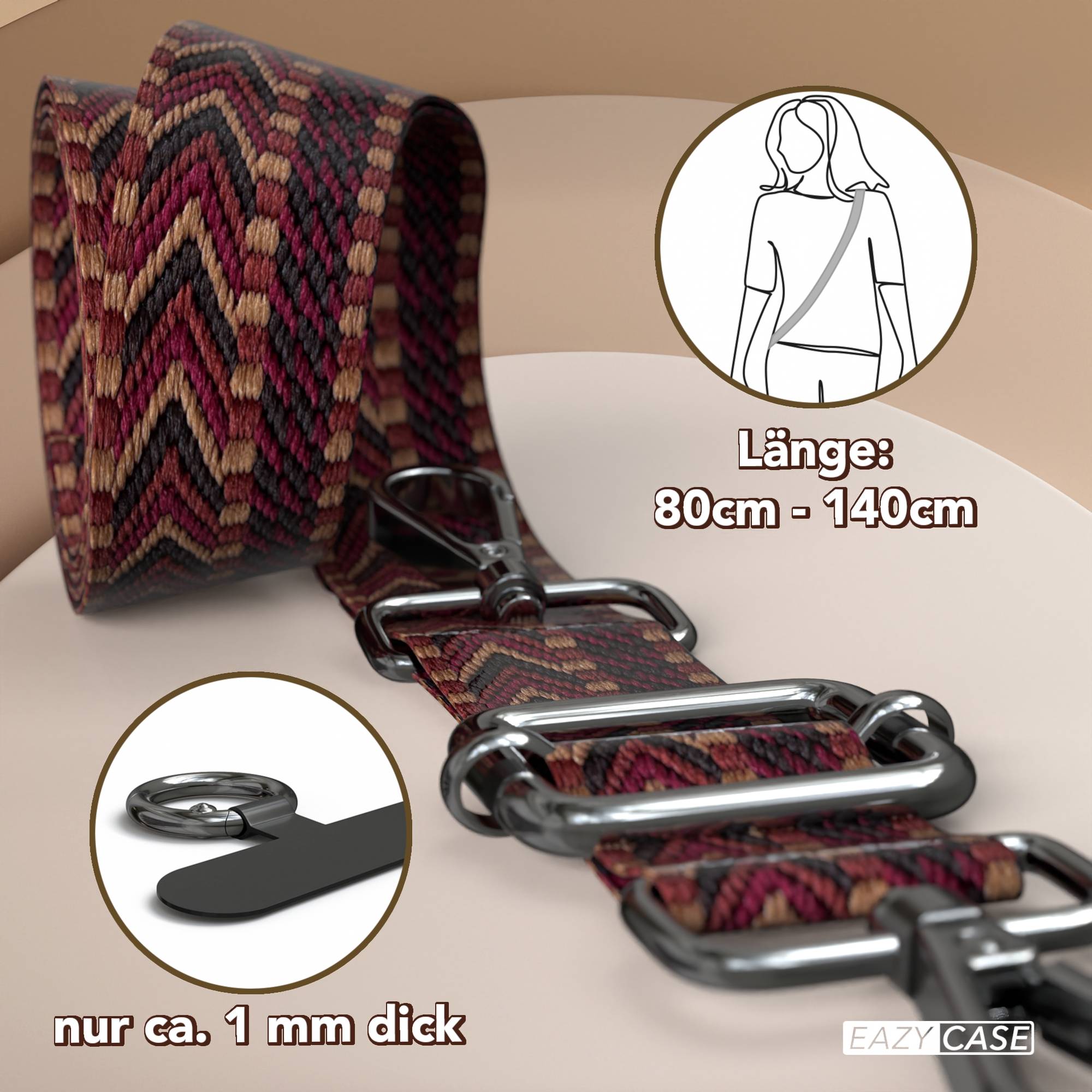 Universal Handykette mit verstellbarem Riemen und Karabinerhaken EAZY CASE