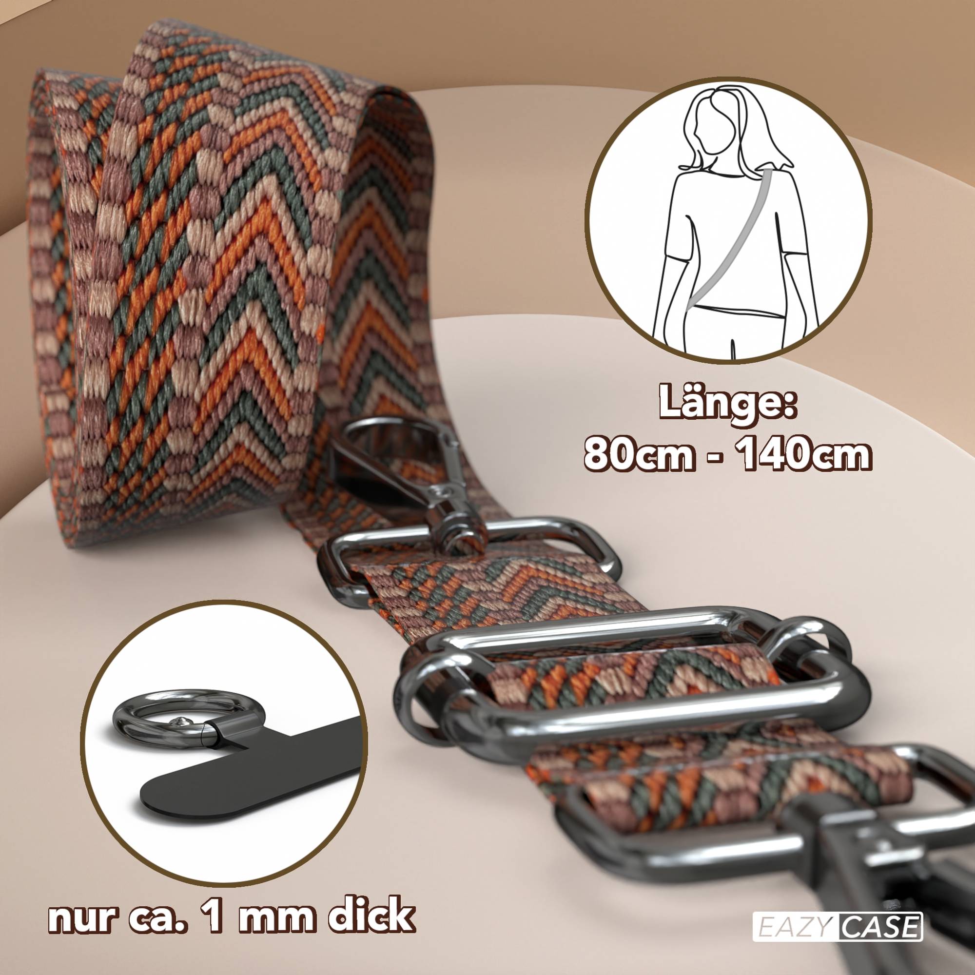 Universal Handykette mit verstellbarem Riemen und Karabinerhaken EAZY CASE
