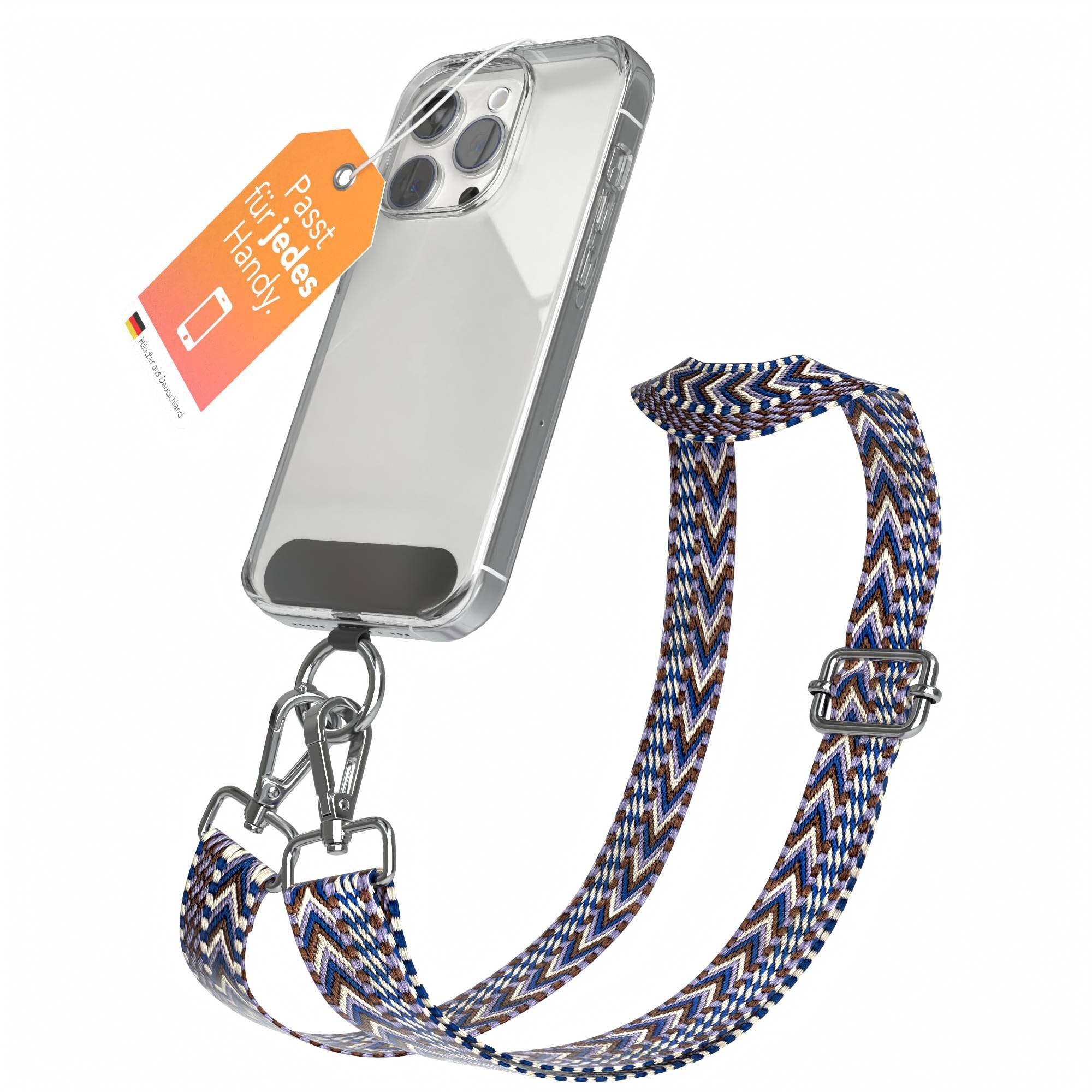 Universal Handykette mit verstellbarem Riemen und Karabinerhaken EAZY CASE