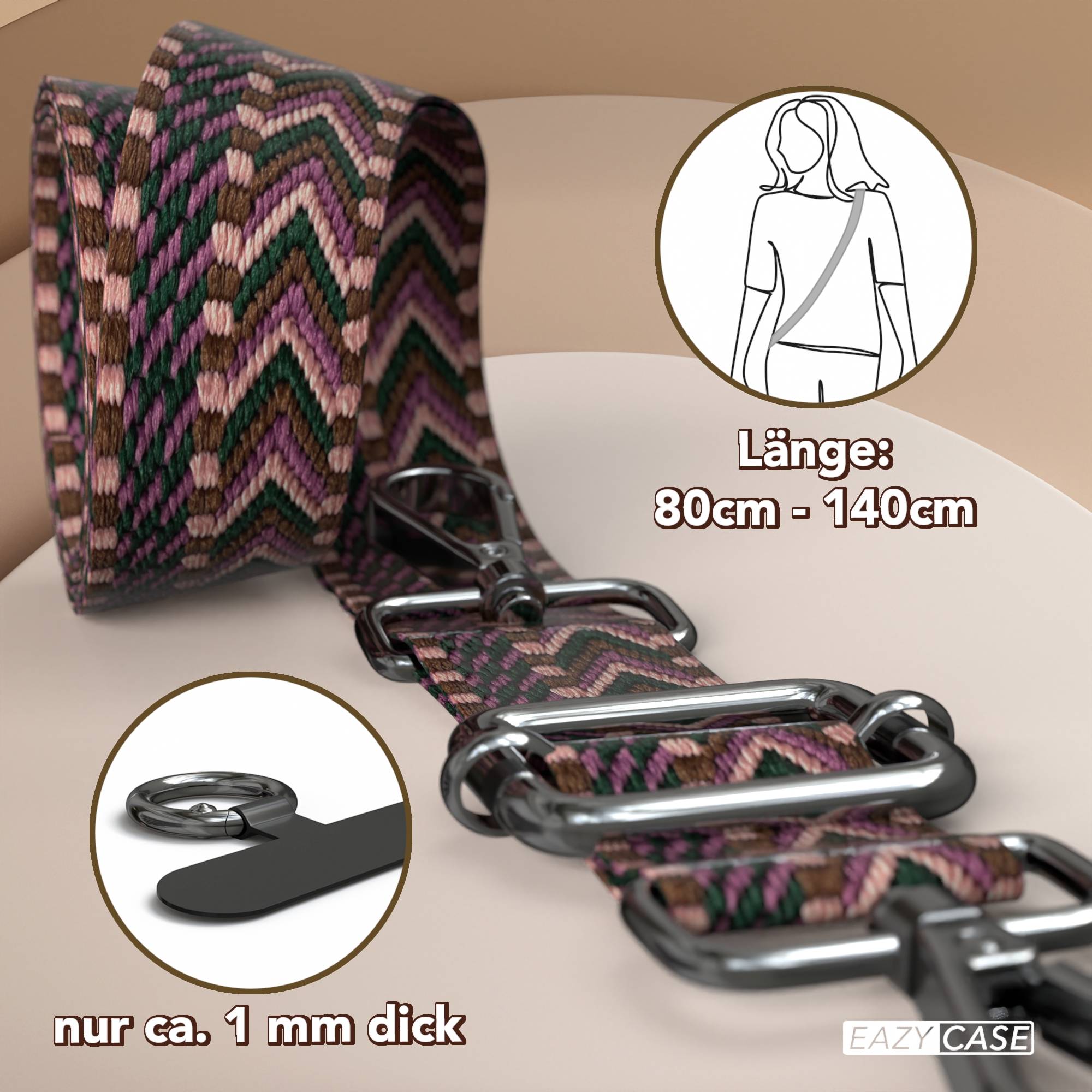 Universal Handykette mit verstellbarem Riemen und Karabinerhaken EAZY CASE