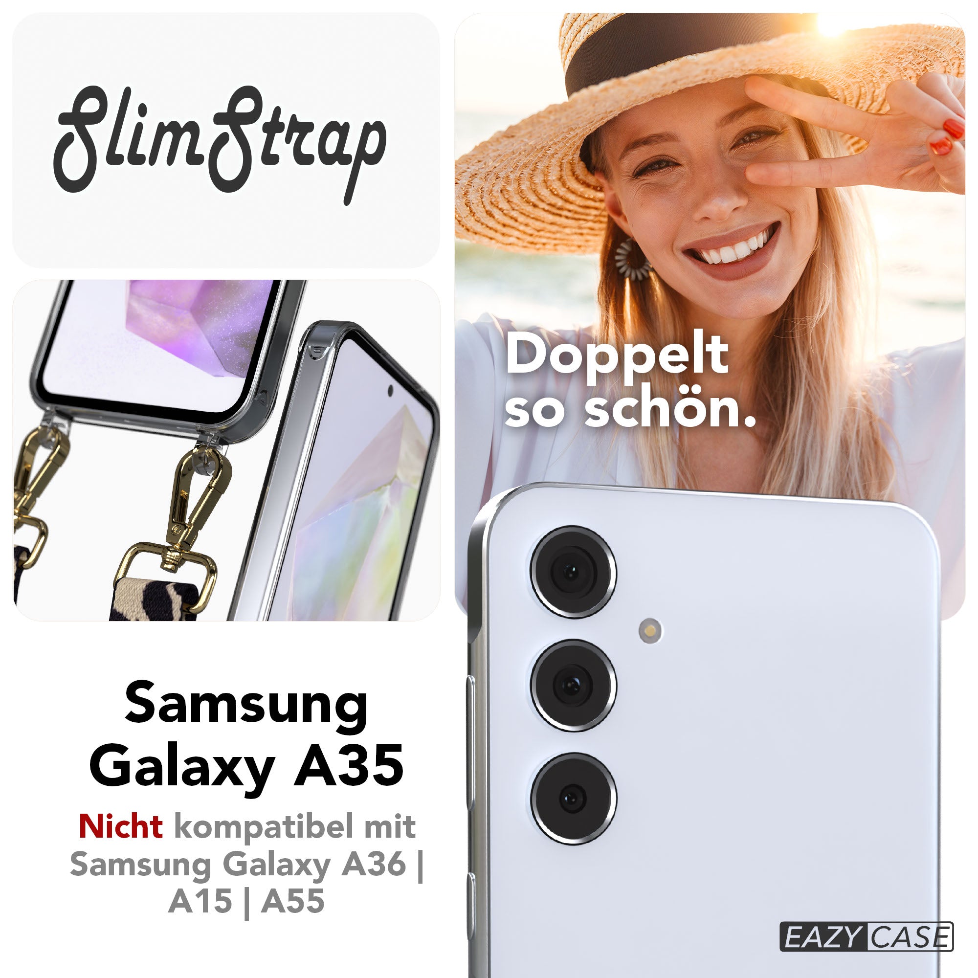 Samsung Galaxy A35 Handyhülle mit Befestigungsösen für Handyketten transparent