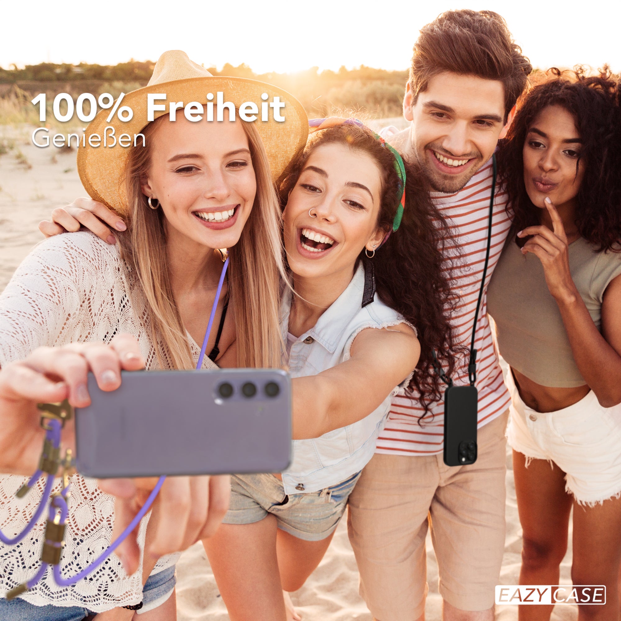Galaxy S24 Hülle + Kordel mit Karabinern