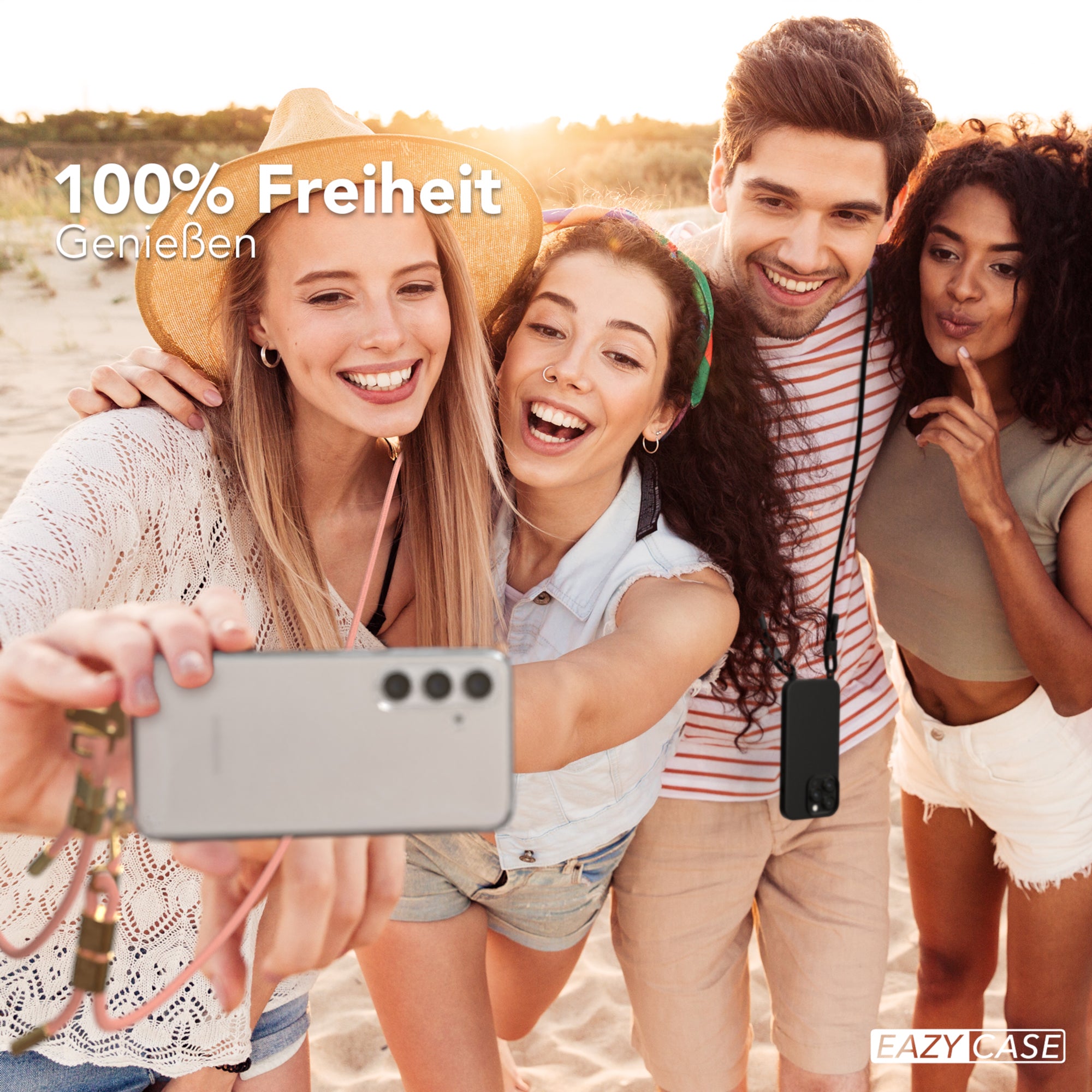 Galaxy S24 Hülle + Kordel mit Karabinern