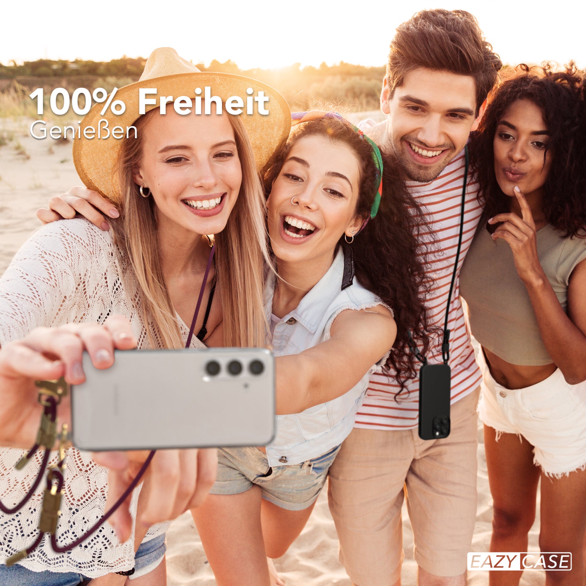 Galaxy S24 Hülle + Kordel mit Karabinern