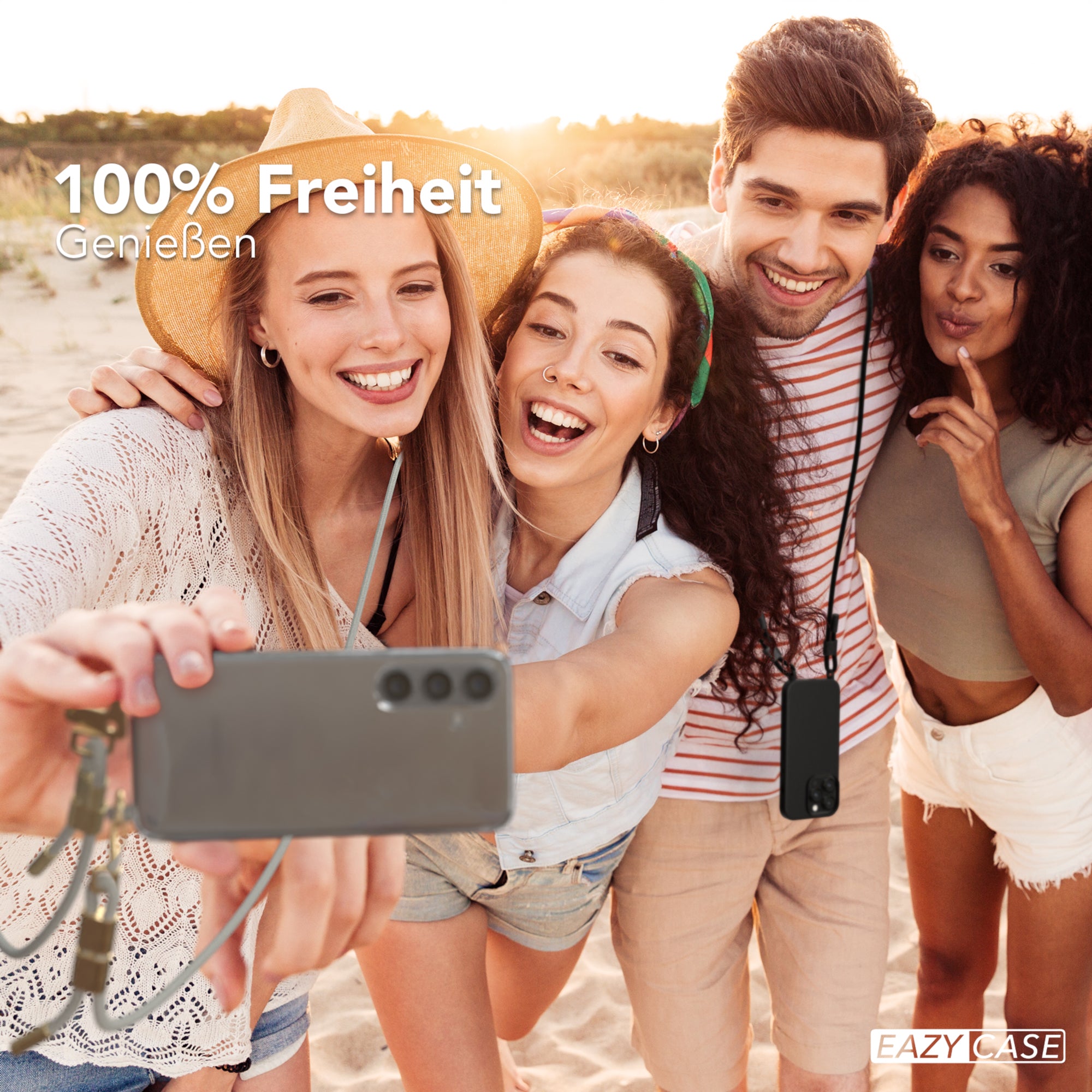 Galaxy S24 Hülle + Kordel mit Karabinern