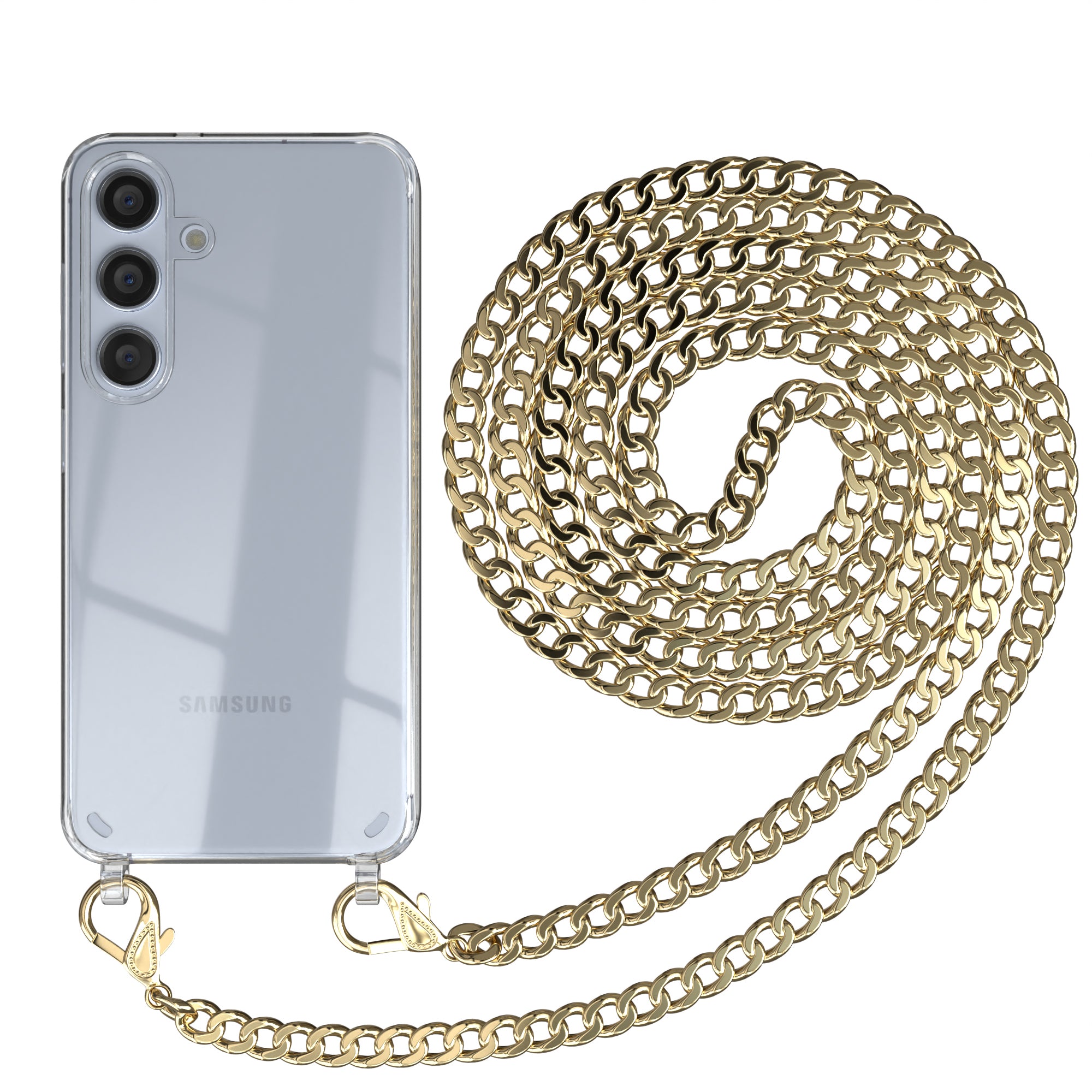 Galaxy S24 Hülle mit Metallkette + Schwarze Kordel