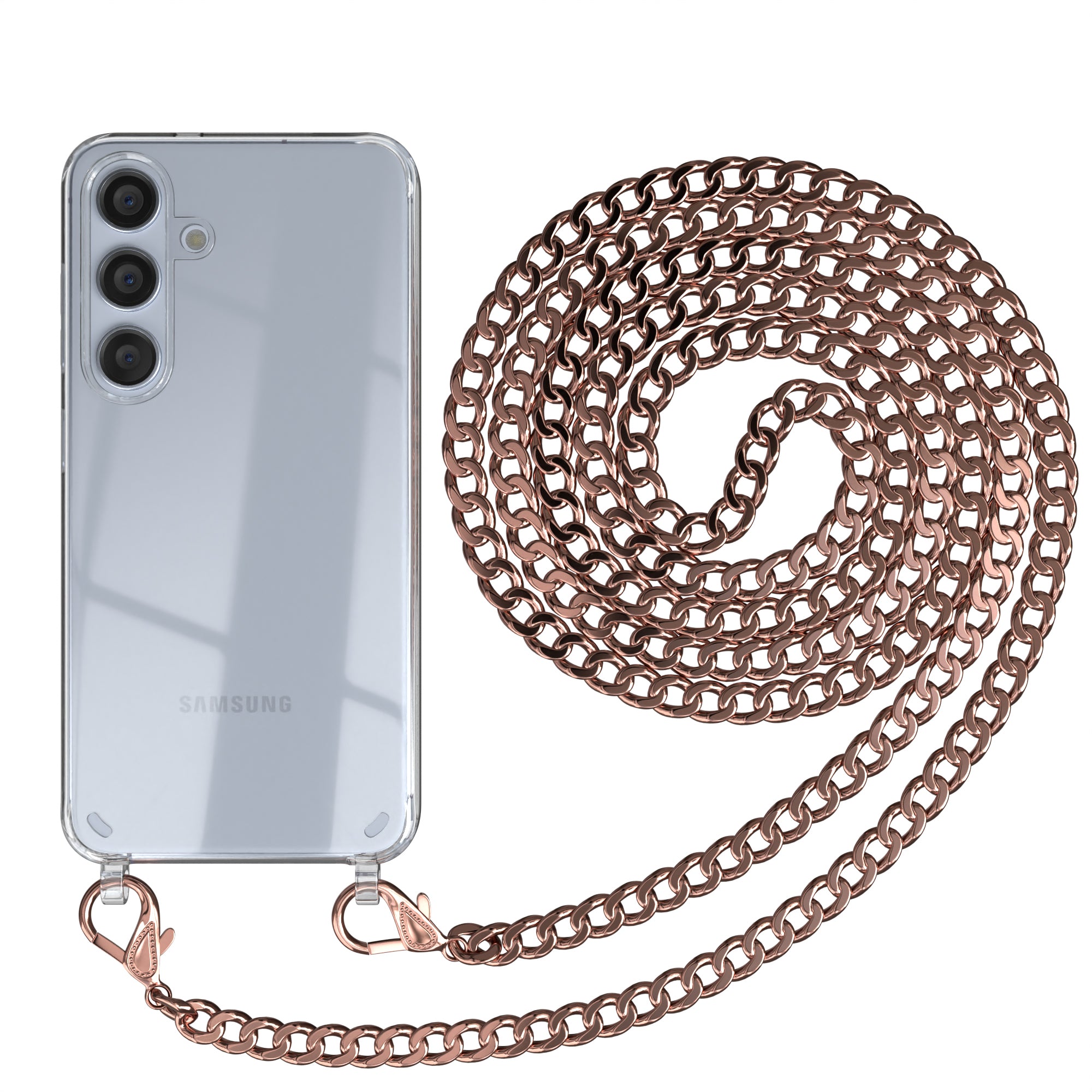 Galaxy S24 Hülle mit Metallkette + Schwarze Kordel