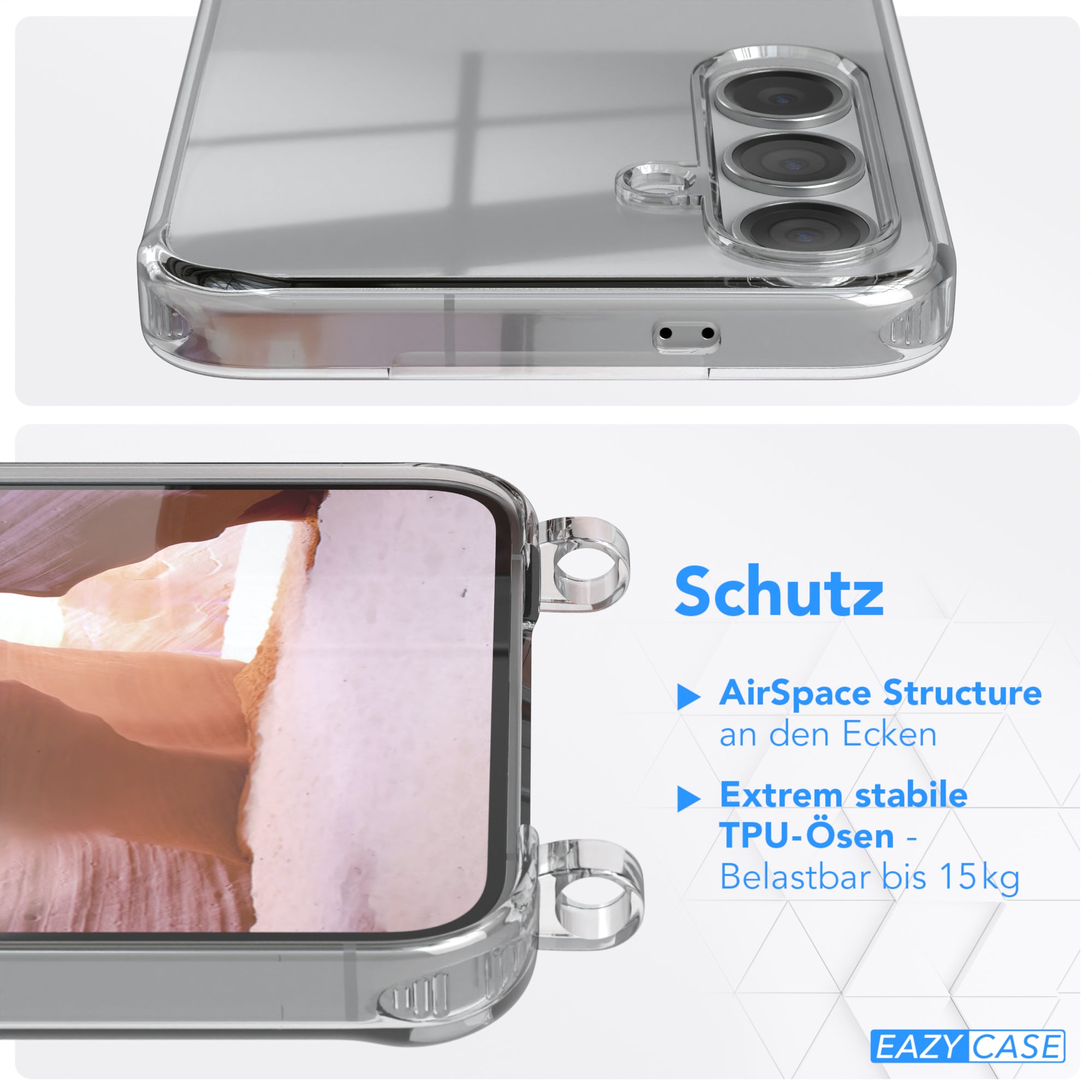 Galaxy S24 Plus Hülle + Kordel mit Karabinern