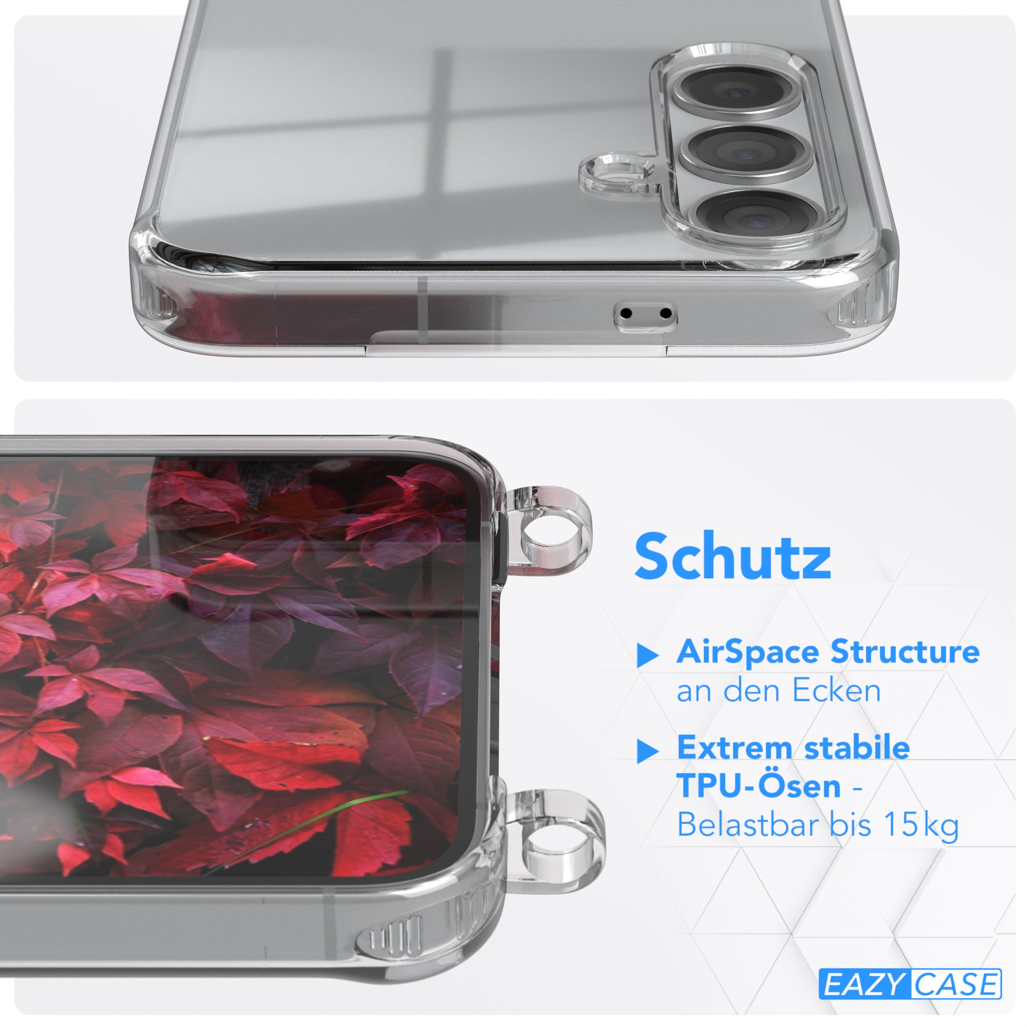 Galaxy S24 Plus Hülle + Kordel mit Karabinern